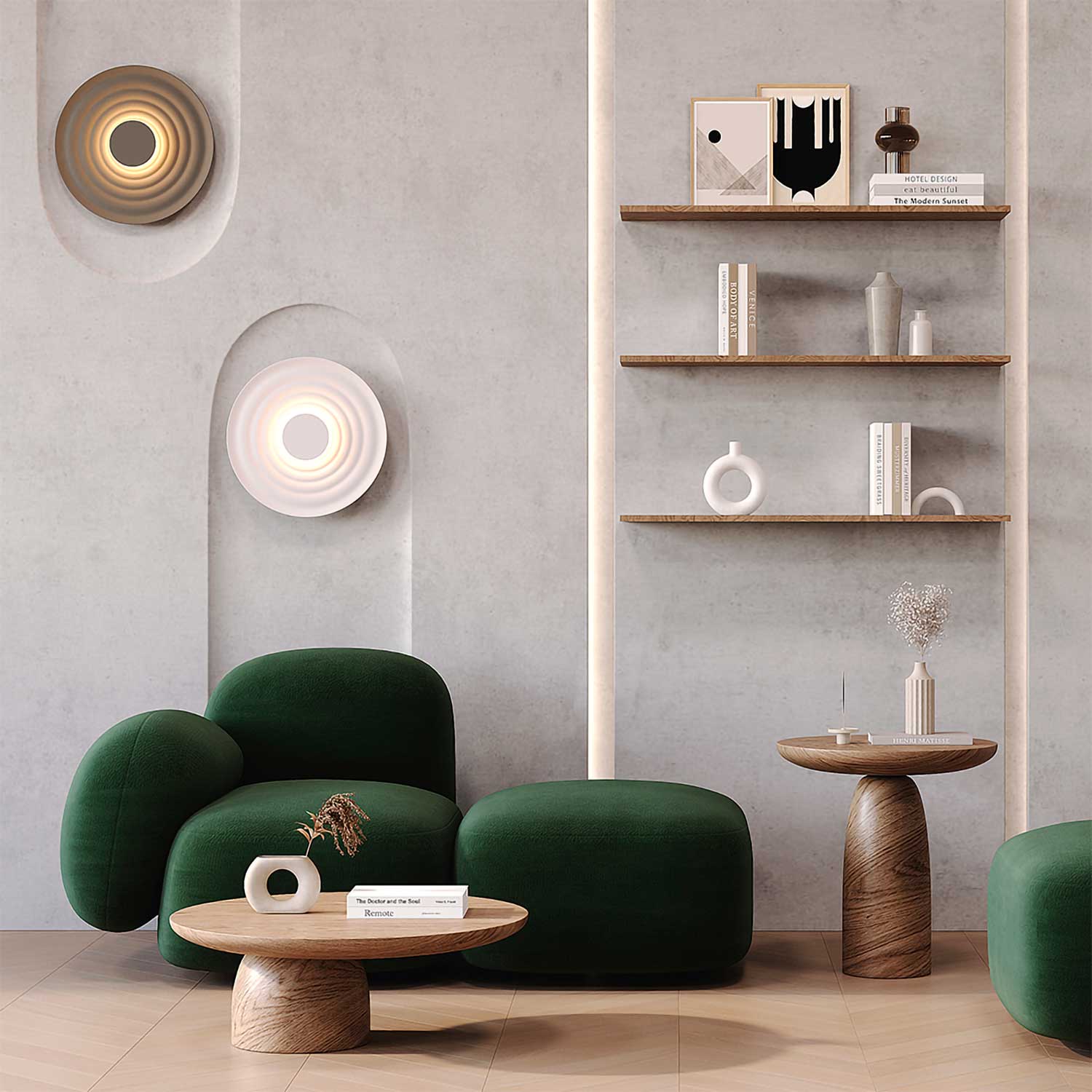 Nami - Applique murale ronde ondulée design pour salon