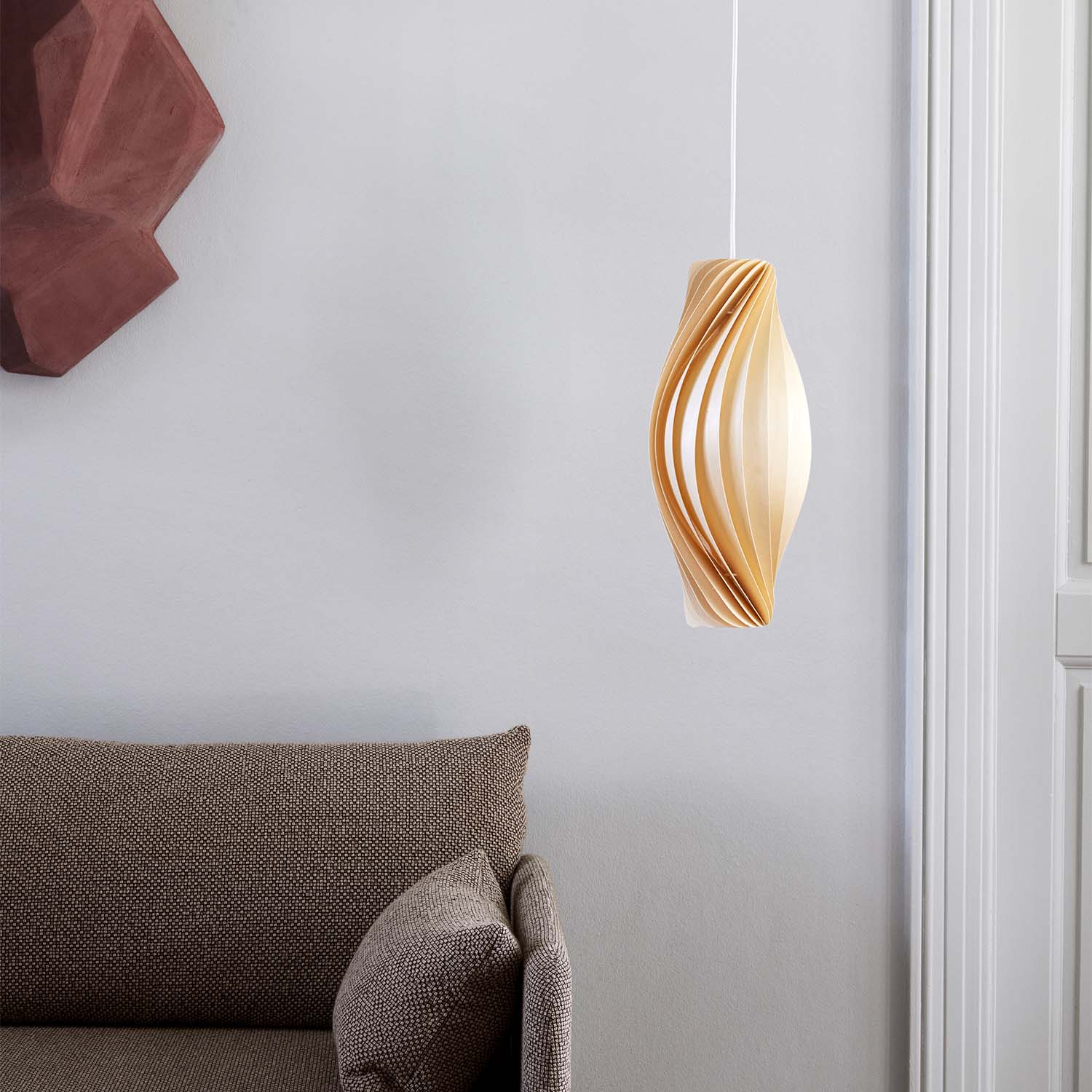 No.111 - Sospensione intrecciata in lamelle di legno design