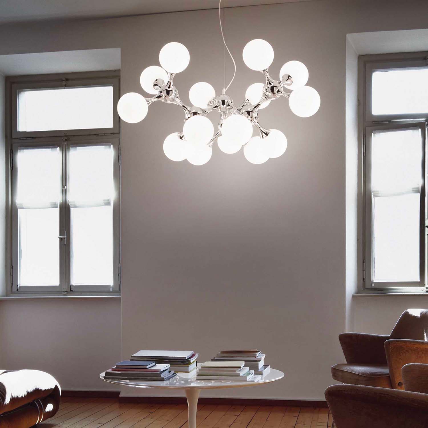 NODI - Atom chrome or golden suspension lamp