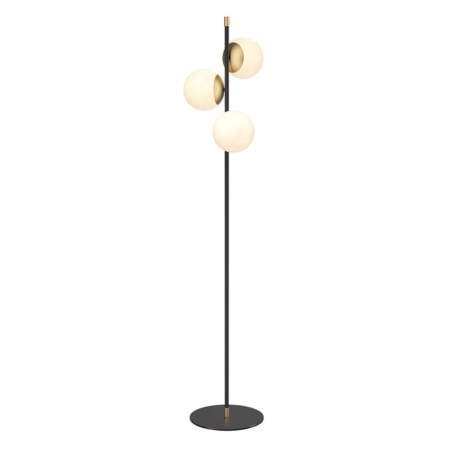 NOSTALGIA - Lampadaire art déco avec boules en verre, doré et noir