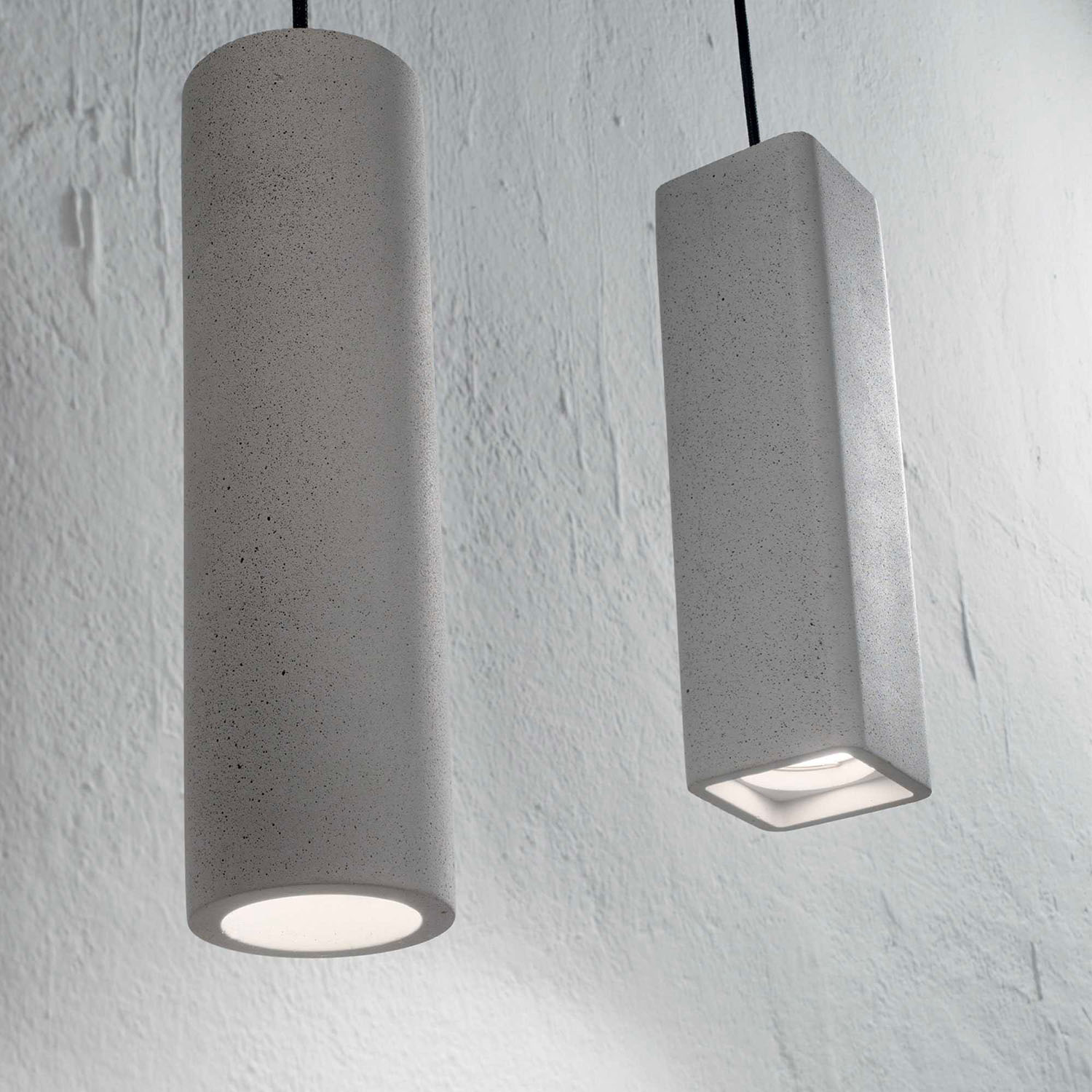 EICHE - Zylindrische Design-Hängelampe aus Beton