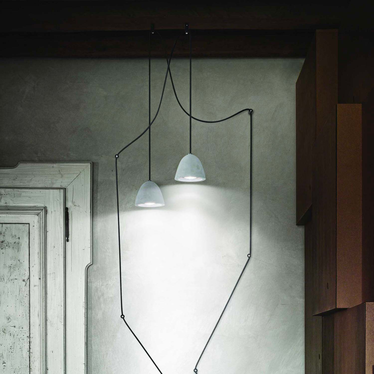 OIL 4 - Dome-shaped suspension lamp in gray concrete