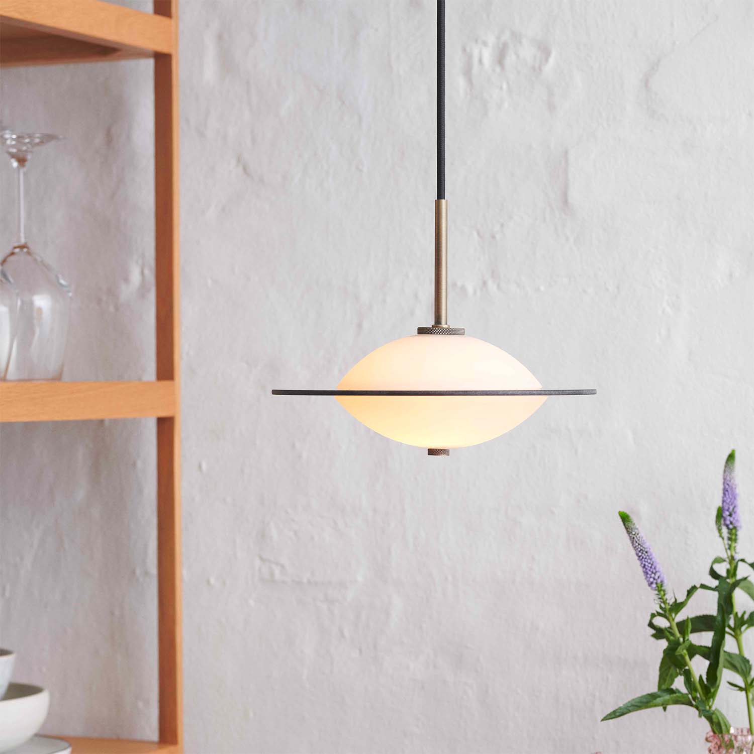 ORBIT - Suspension cuisine vintage soucoupe en verre