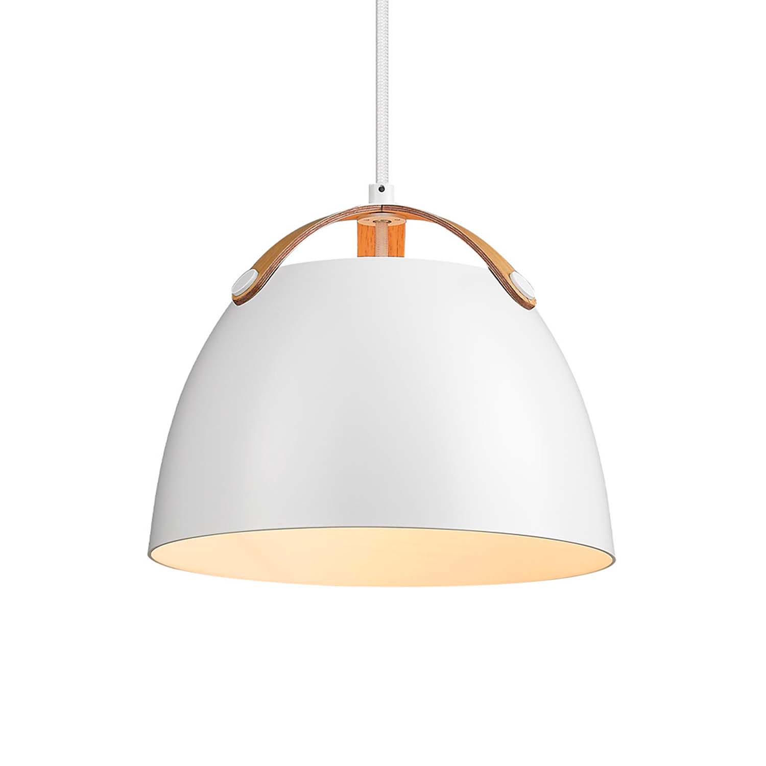 OSLO - Scandinavian dome pendant light in aluminum and wood