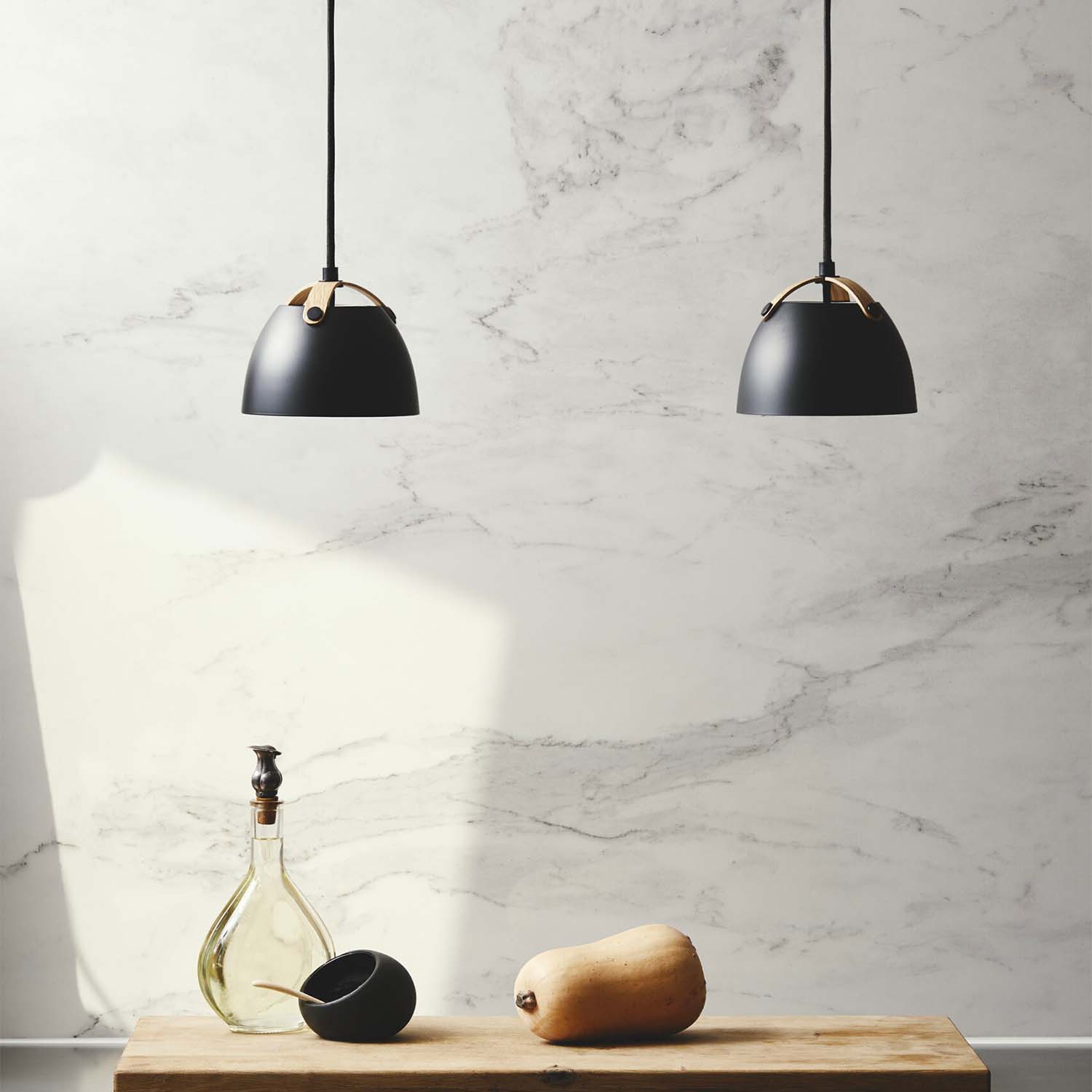 OSLO - Scandinavian dome pendant light in aluminum and wood