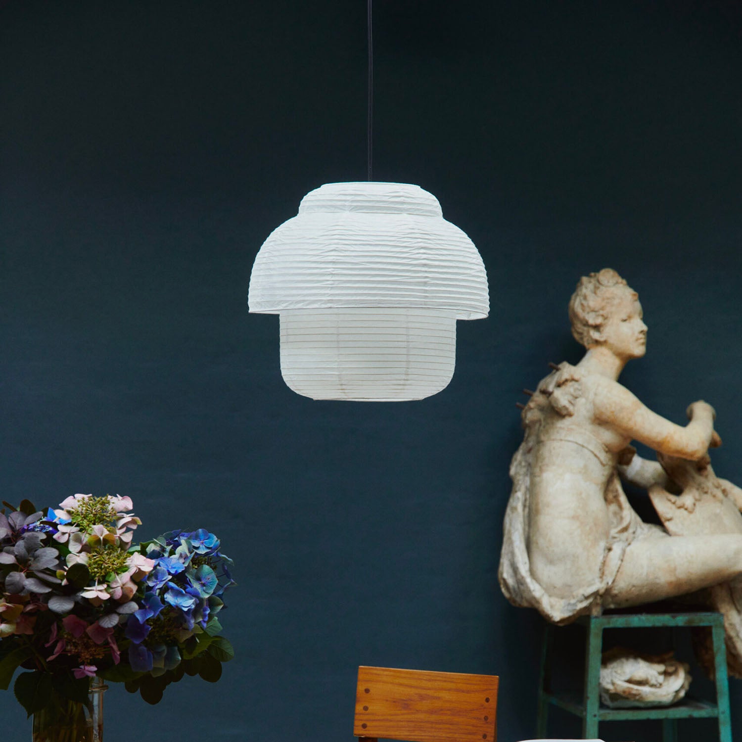 PAPIER Doble - Lámpara de techo con pantalla de papel blanco para habitación zen