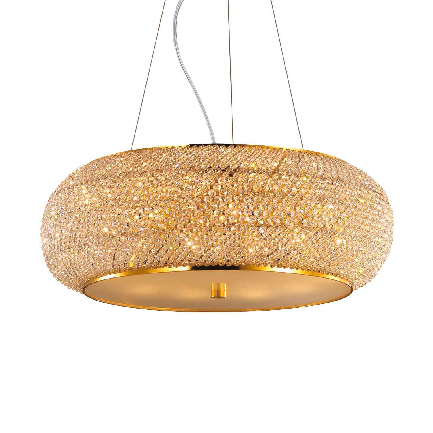 PASHA - Lampadario lussuoso a sfaccettature di cristallo trasparente o dorato