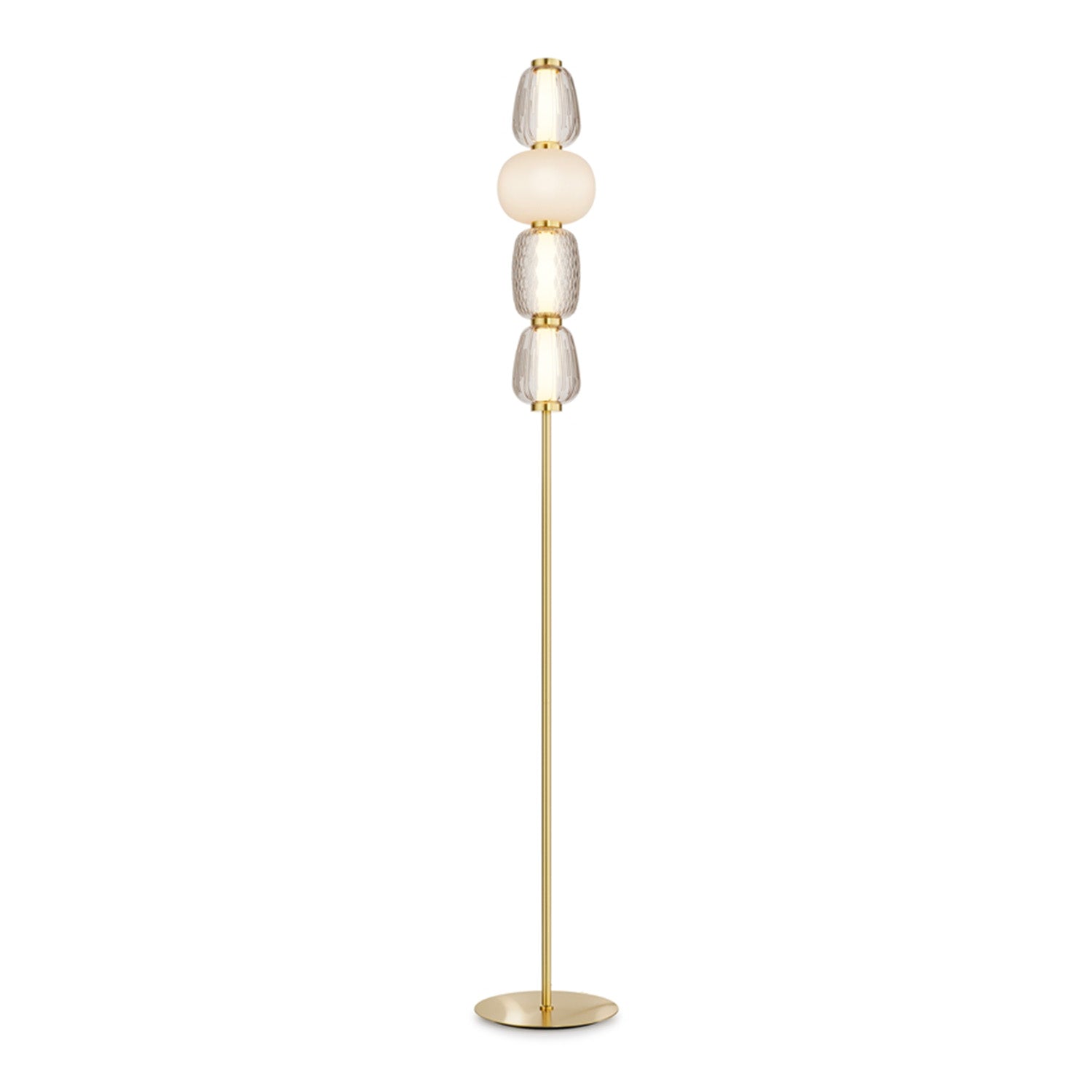 PATTERN - Lampadaire en verre et acier doré ou chromé