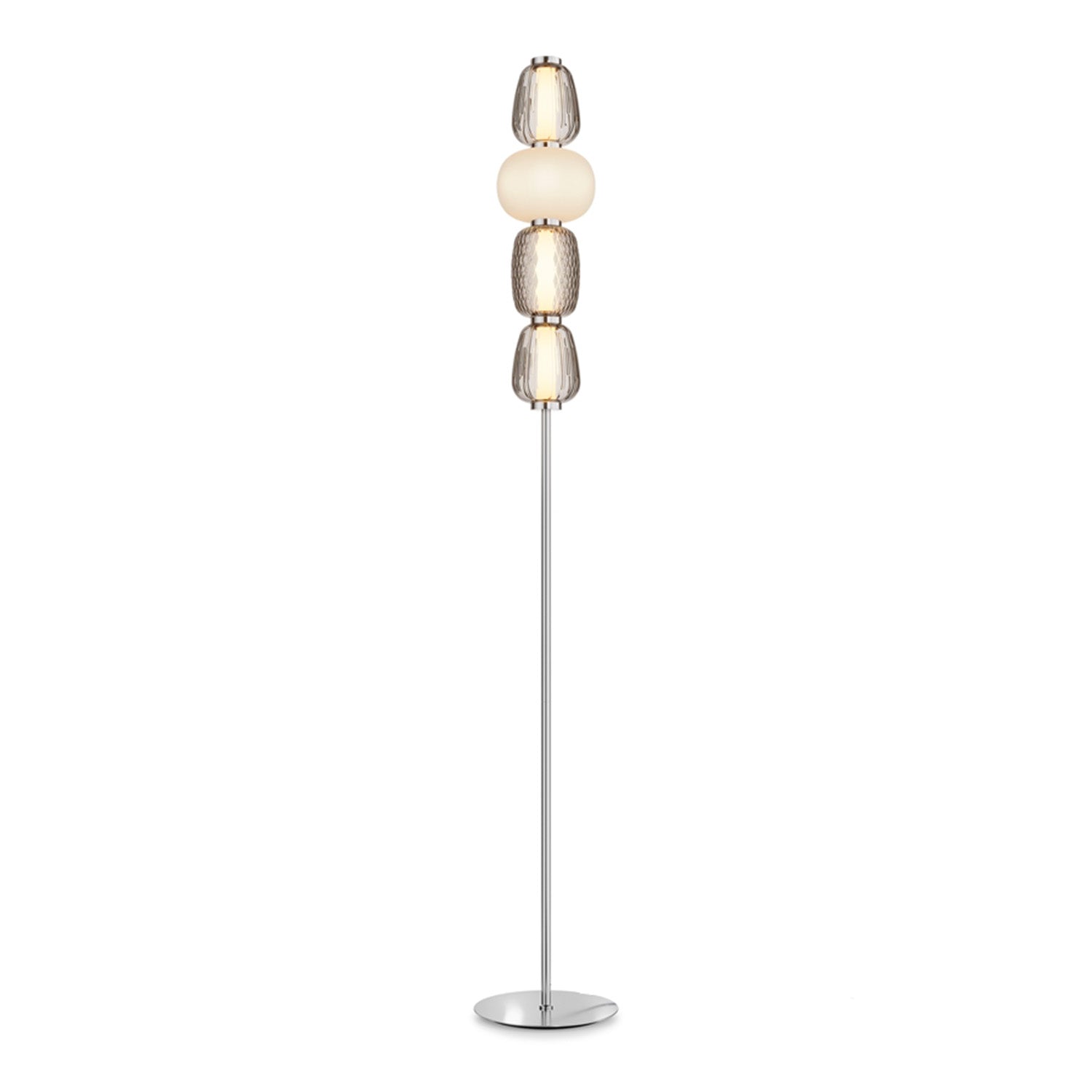 PATTERN - Lampadaire en verre et acier doré ou chromé