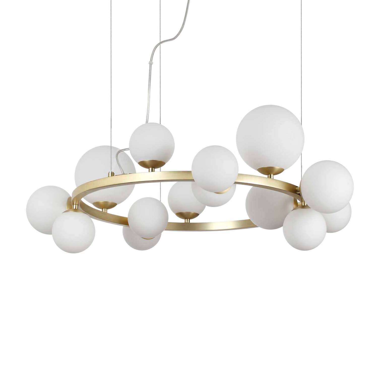 PERLAGE – Art-Déco-Pendelleuchte aus goldenem, bernsteinfarbenem oder geräuchertem Messing