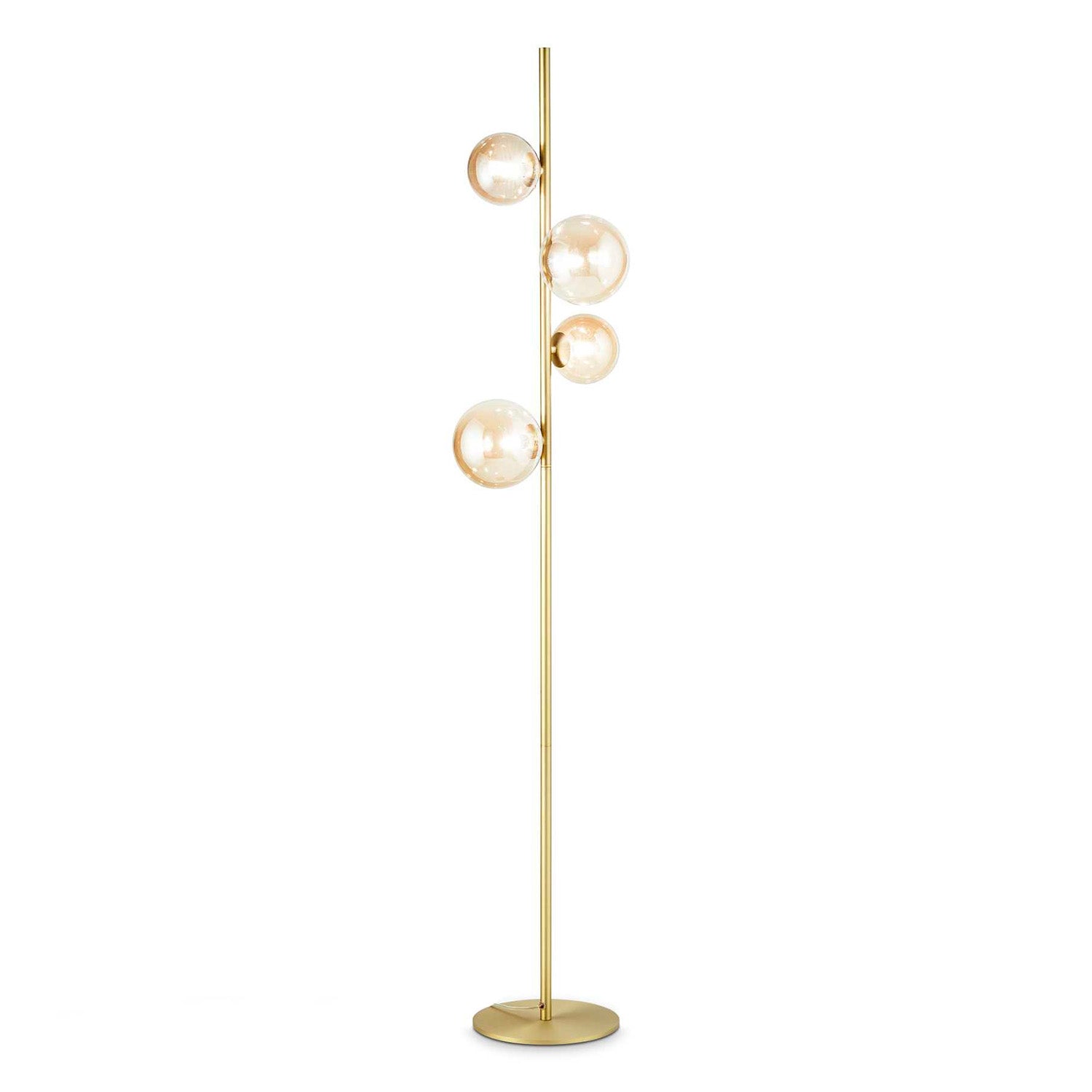 PERLAGE - Golden or smoked floor lamp with art deco glass spheres