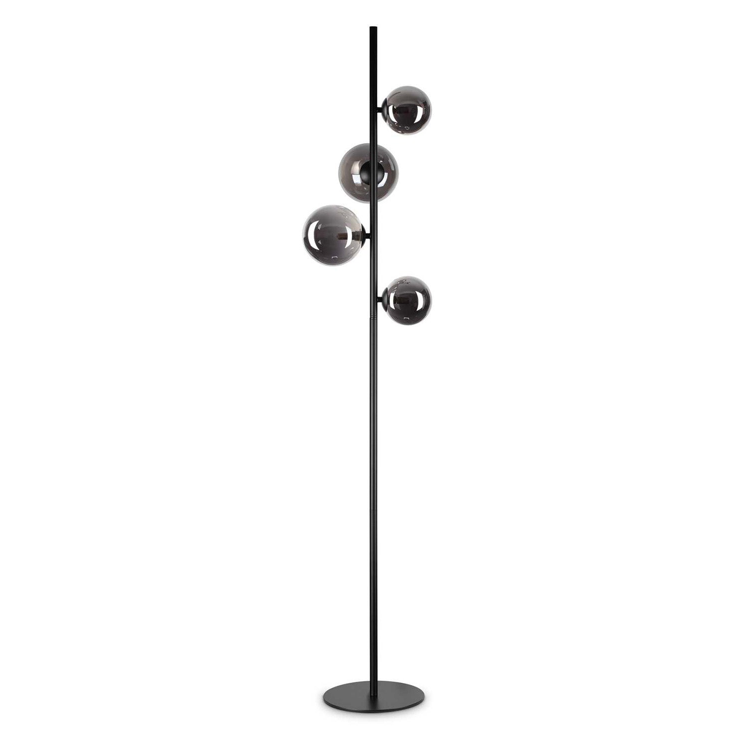 PERLAGE - Golden or smoked floor lamp with art deco glass spheres