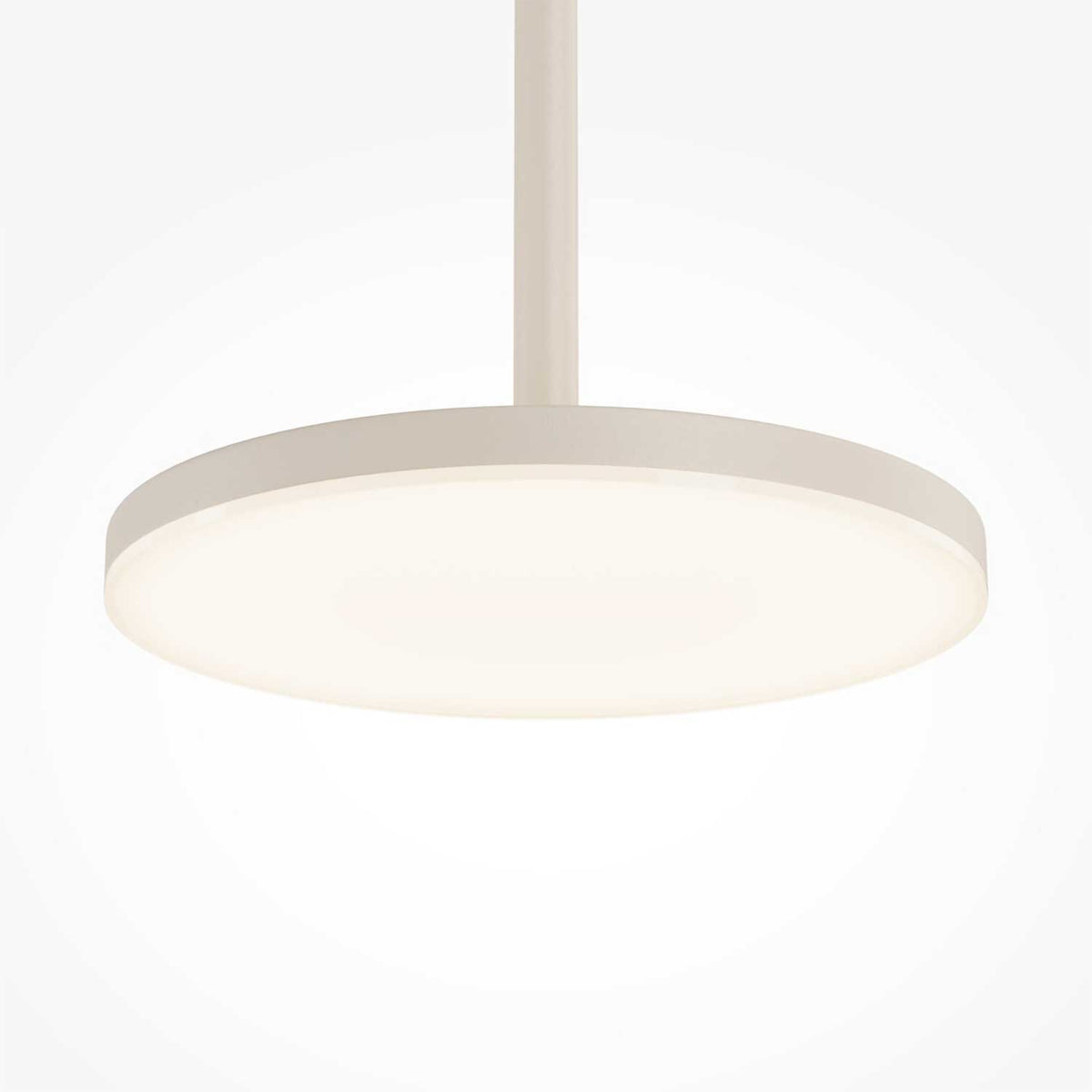 Plato - Steel pendant light with luminous disc, contemporary style