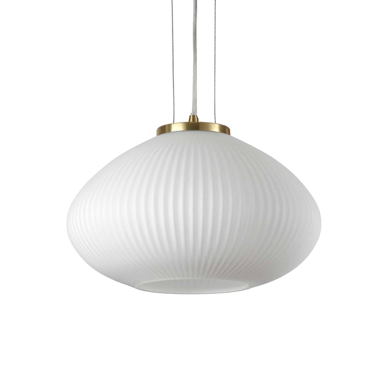 PLISSE - Suspension en verre ondulé opaque blanc