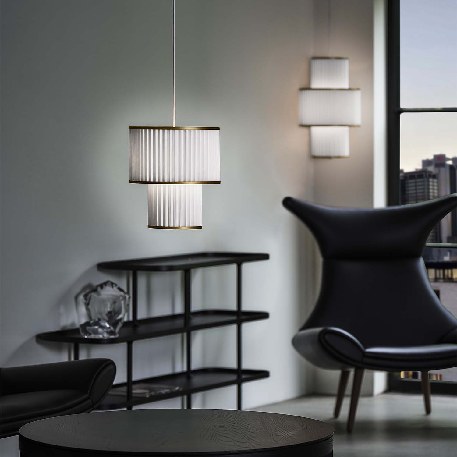 PLIVELLO 110 - Vintage pendant light in hand-made pleated paper