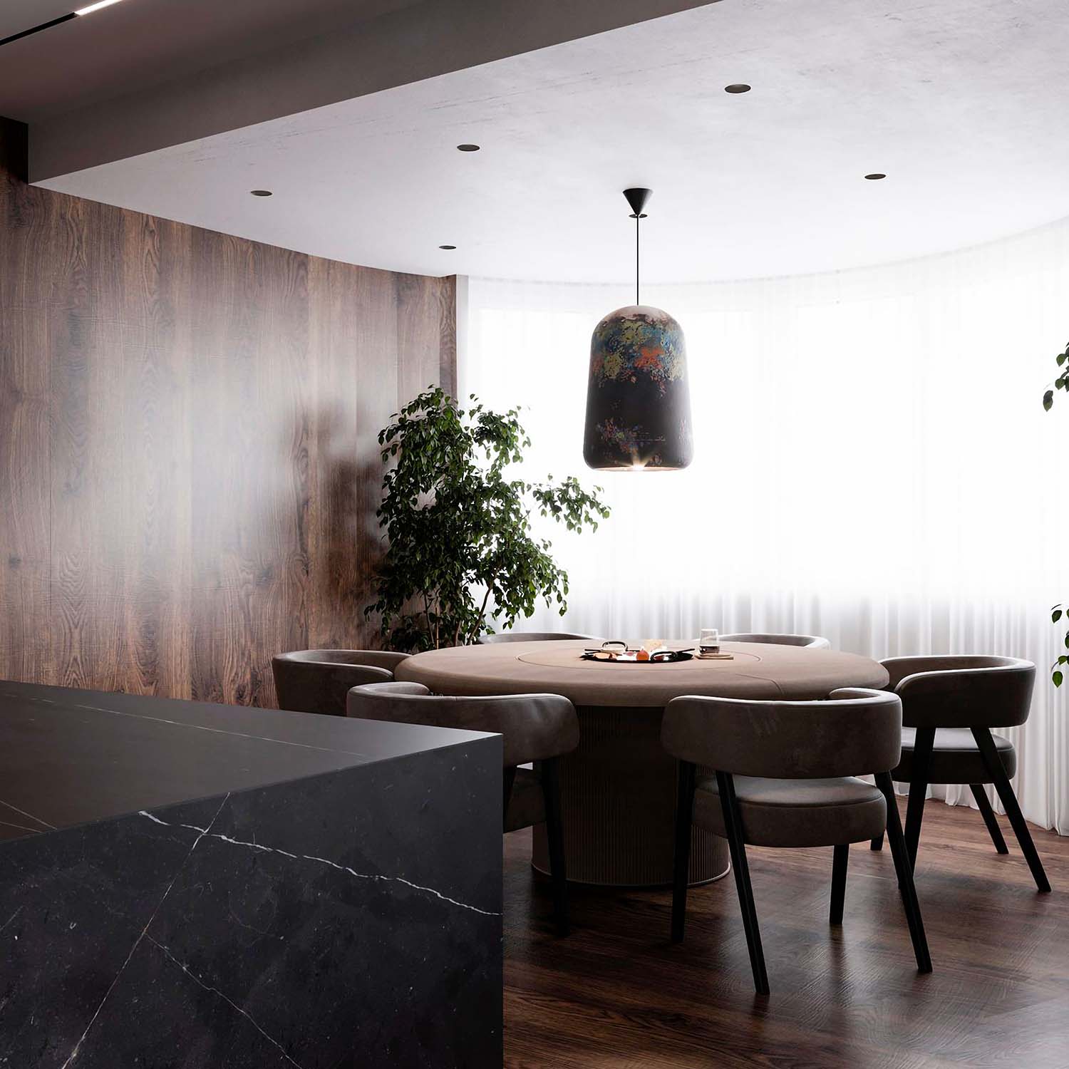 PRIANYK - Lustre en céramique artisanal design pour salon