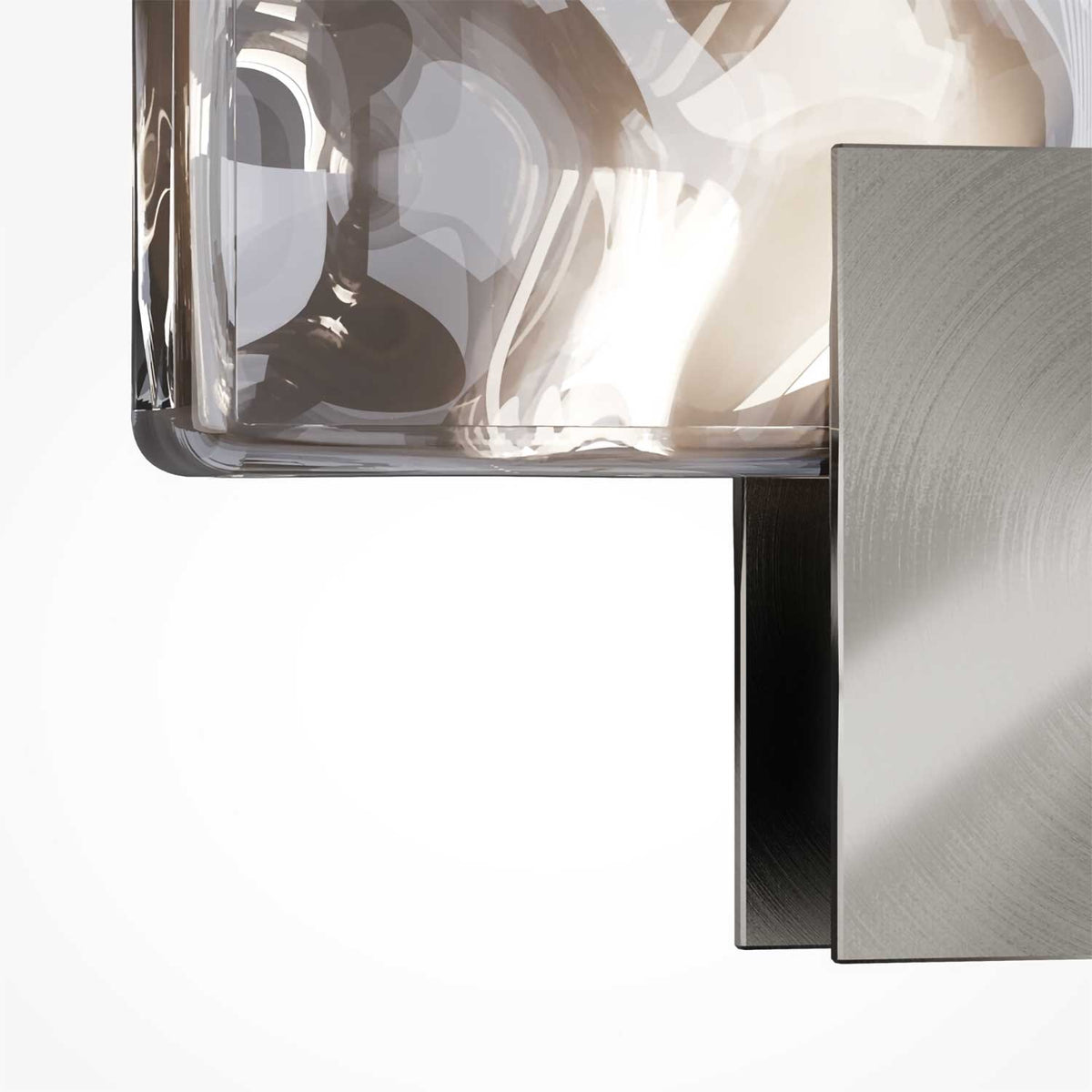 Quadro - Suspension LED à trois blocs de verre en verre texturé et métal, style contemporain