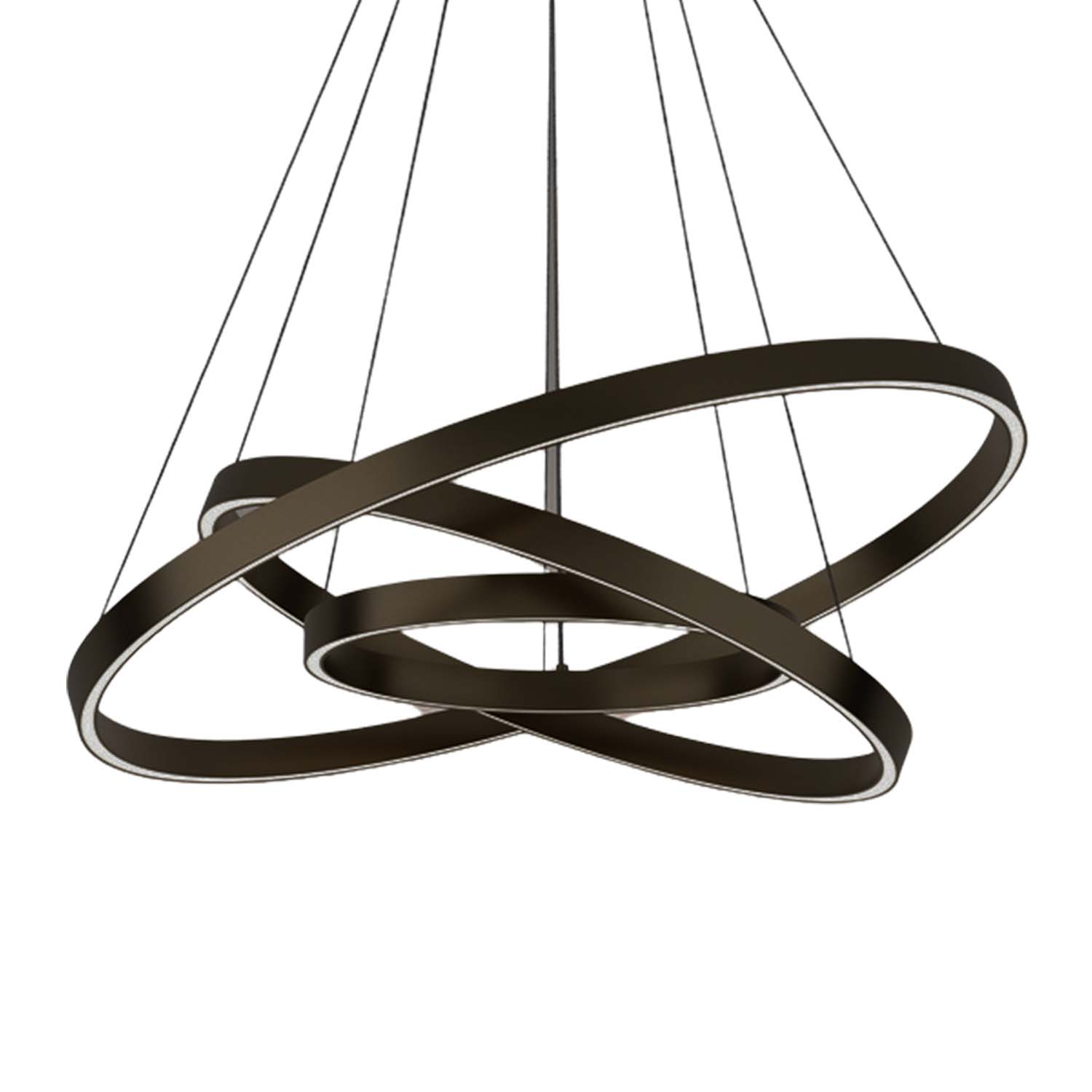 RIM - Lámpara colgante dorada o negra, 3 anillos, LED integrada