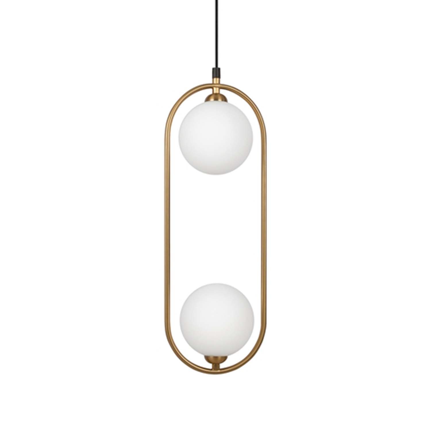 RING - Chic chandelier white, gold or black, 2 glass globes
