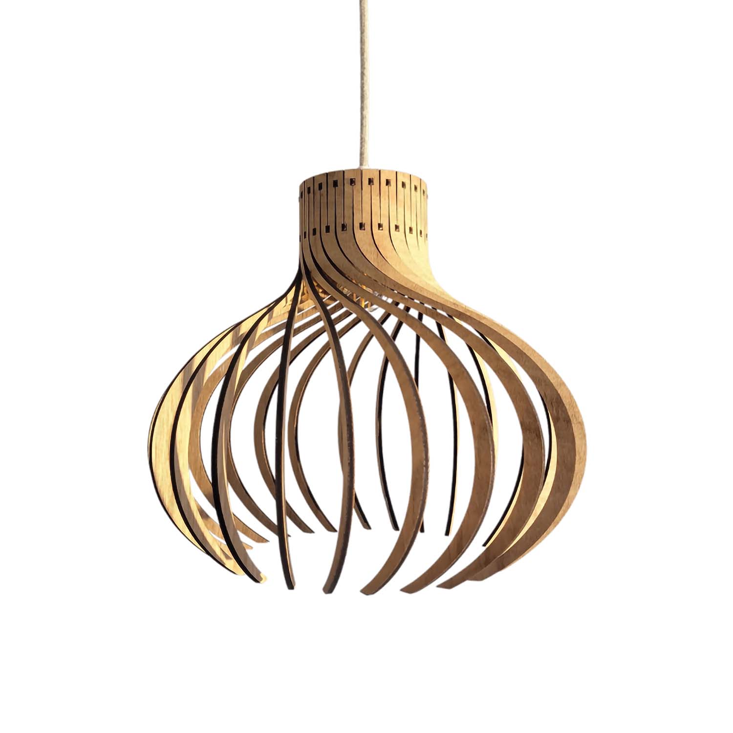 Rinoz - Designer Holz-Hängeleuchte handgefertigter Käfig