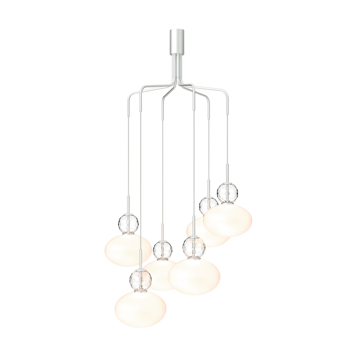 RIZZATTO Cluster 6 – Große Pendelleuchte aus Art-Deco-Glas, italienischer Designer