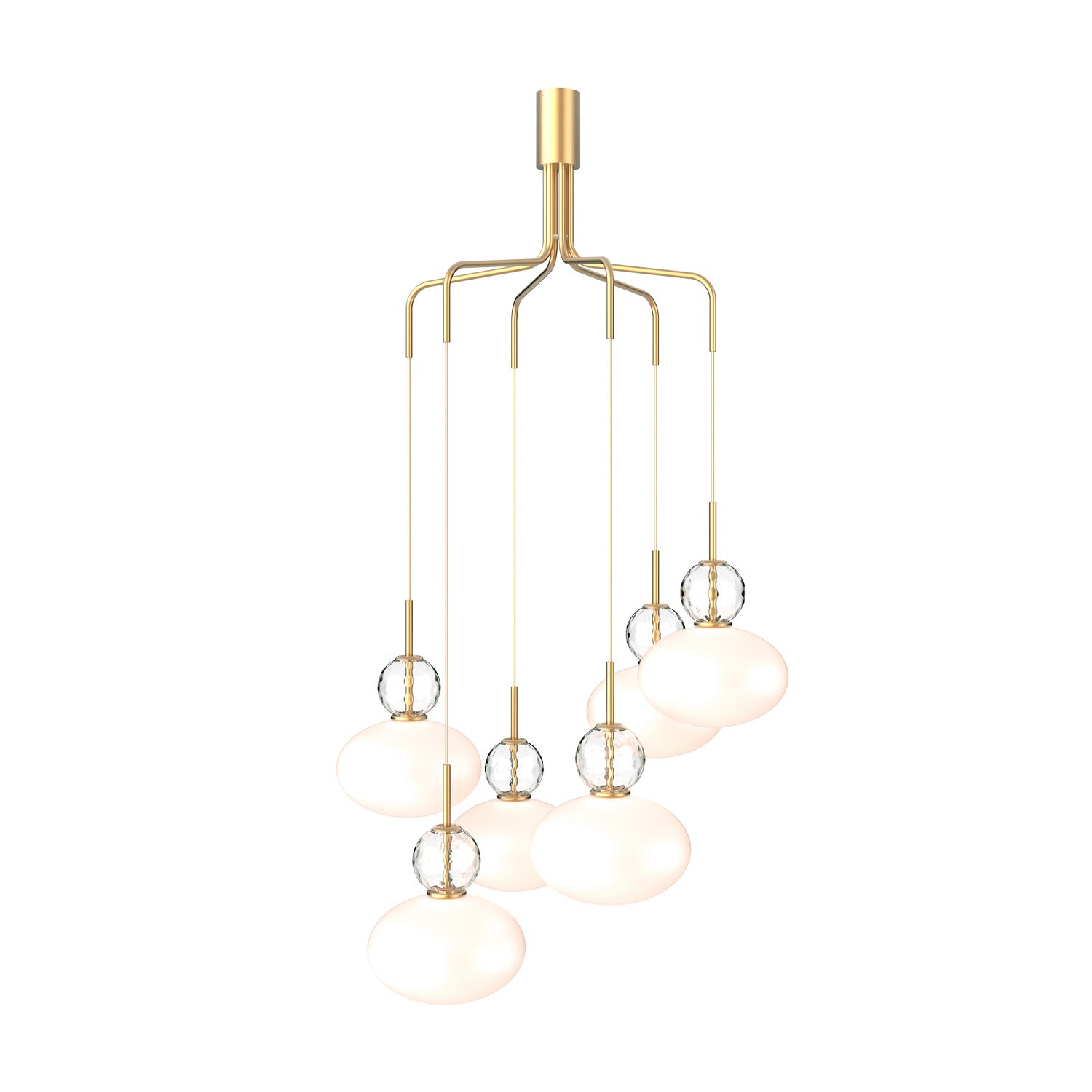 RIZZATTO Cluster 6 – Große Pendelleuchte aus Art-Deco-Glas, italienischer Designer