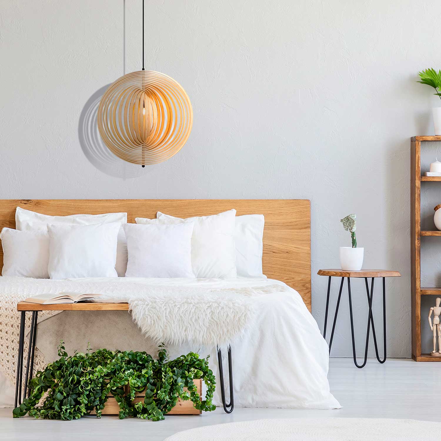 ROOTS - Design-Hängeleuchte Holzlamellen