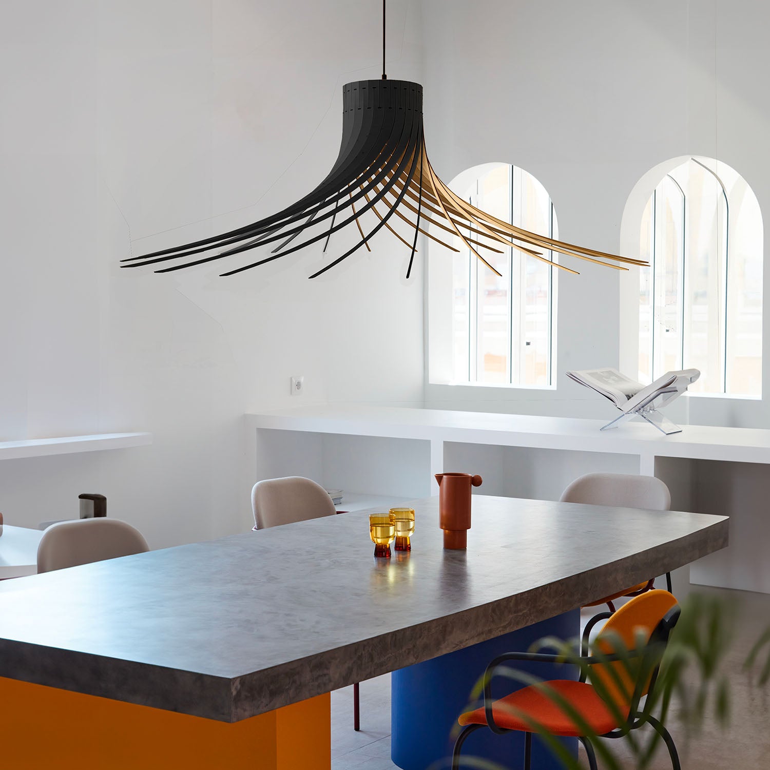 Rotond - Large circular pendant light in natural handmade wood