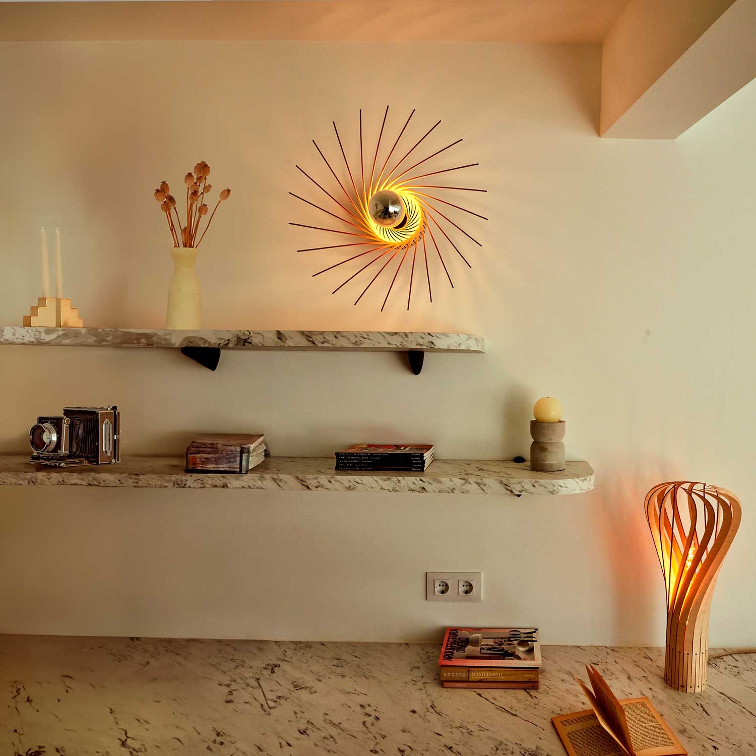 Sanpedro - Handmade natural wood spiral wall sconce