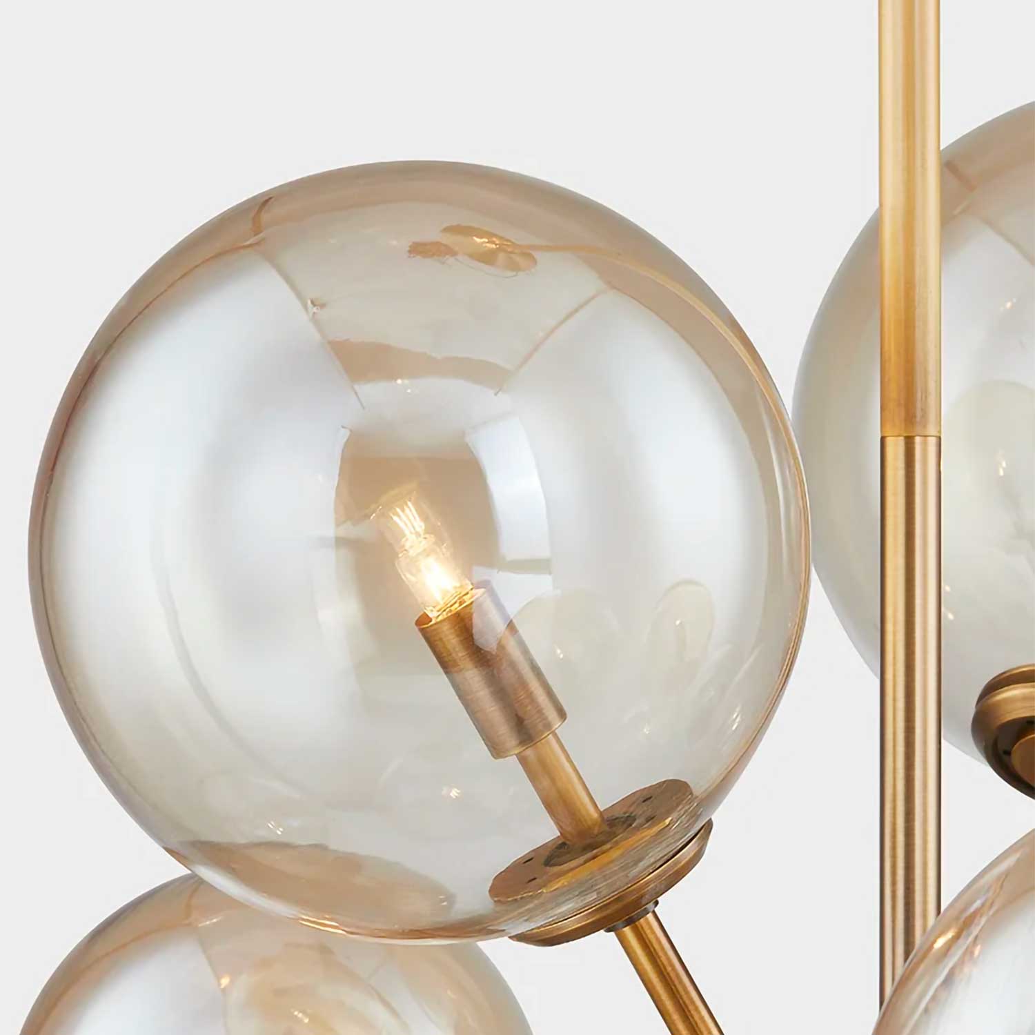 Santee - Suspension art déco boules en verre ambrée pour chambre