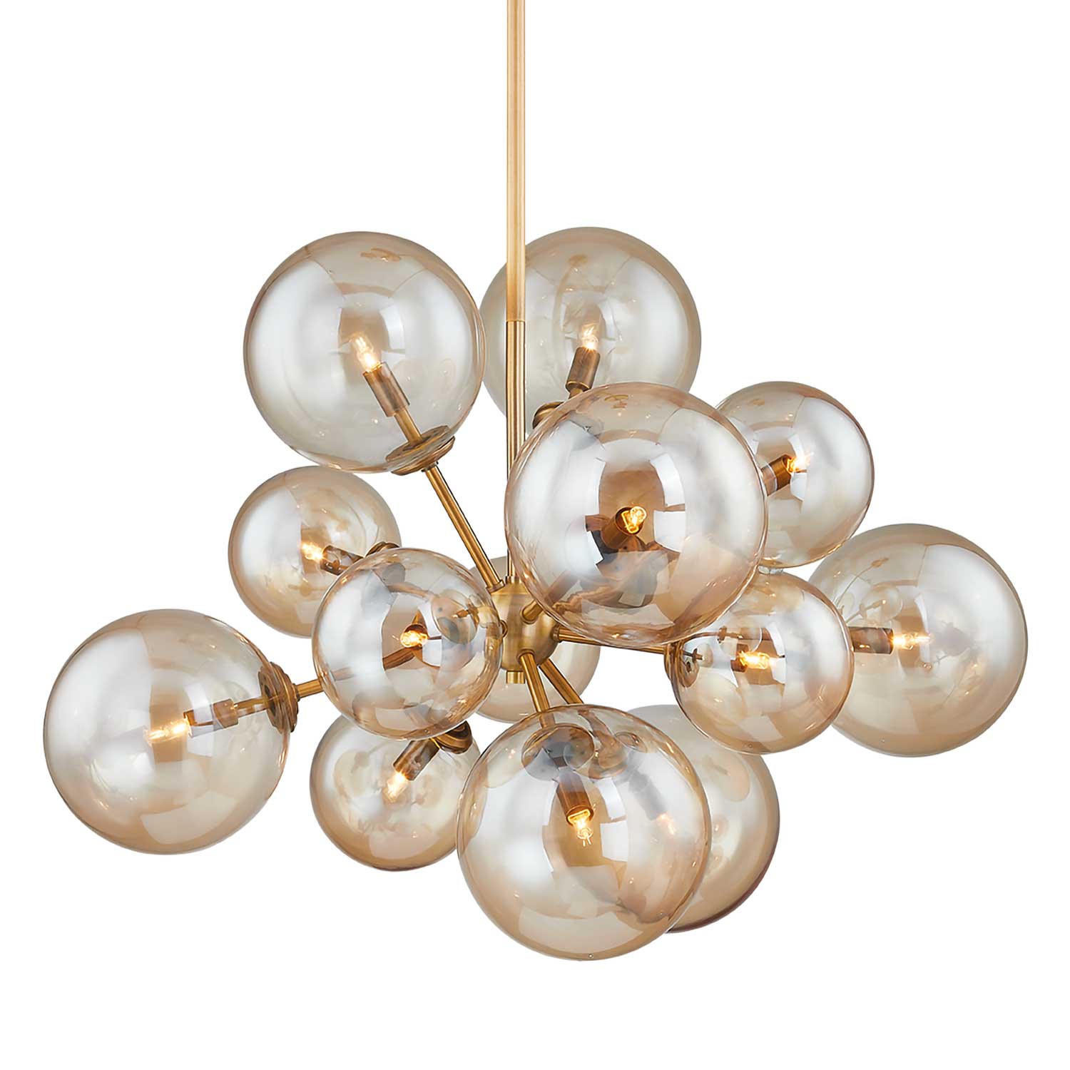 Santee - Suspension art déco boules en verre ambrée pour chambre