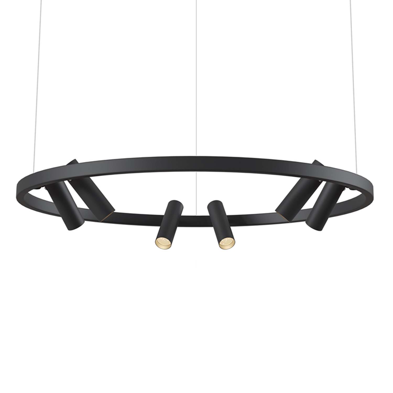 SATELLITE - Lámpara colgante circular con foco orientable negro o blanco