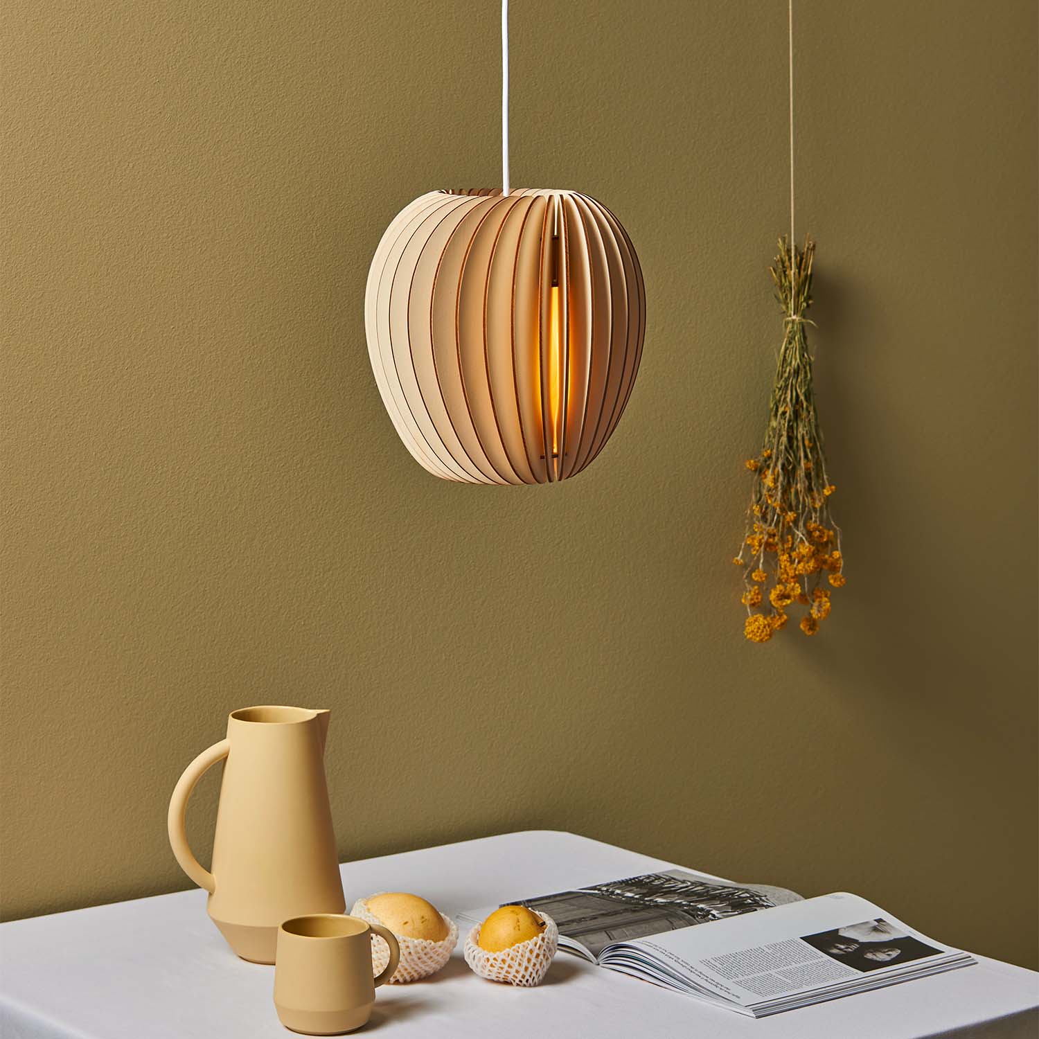 SERIES A PIRUM - Suspension in poplar wood slat design