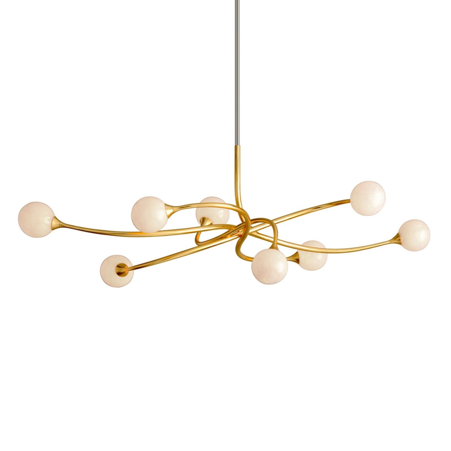 SIGNATURE - Large golden pendant light and art deco design glass balls