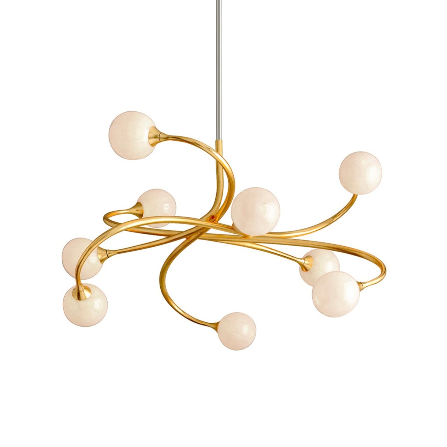 SIGNATURE - Gran suspensión dorada y bolas de vidrio diseño art déco