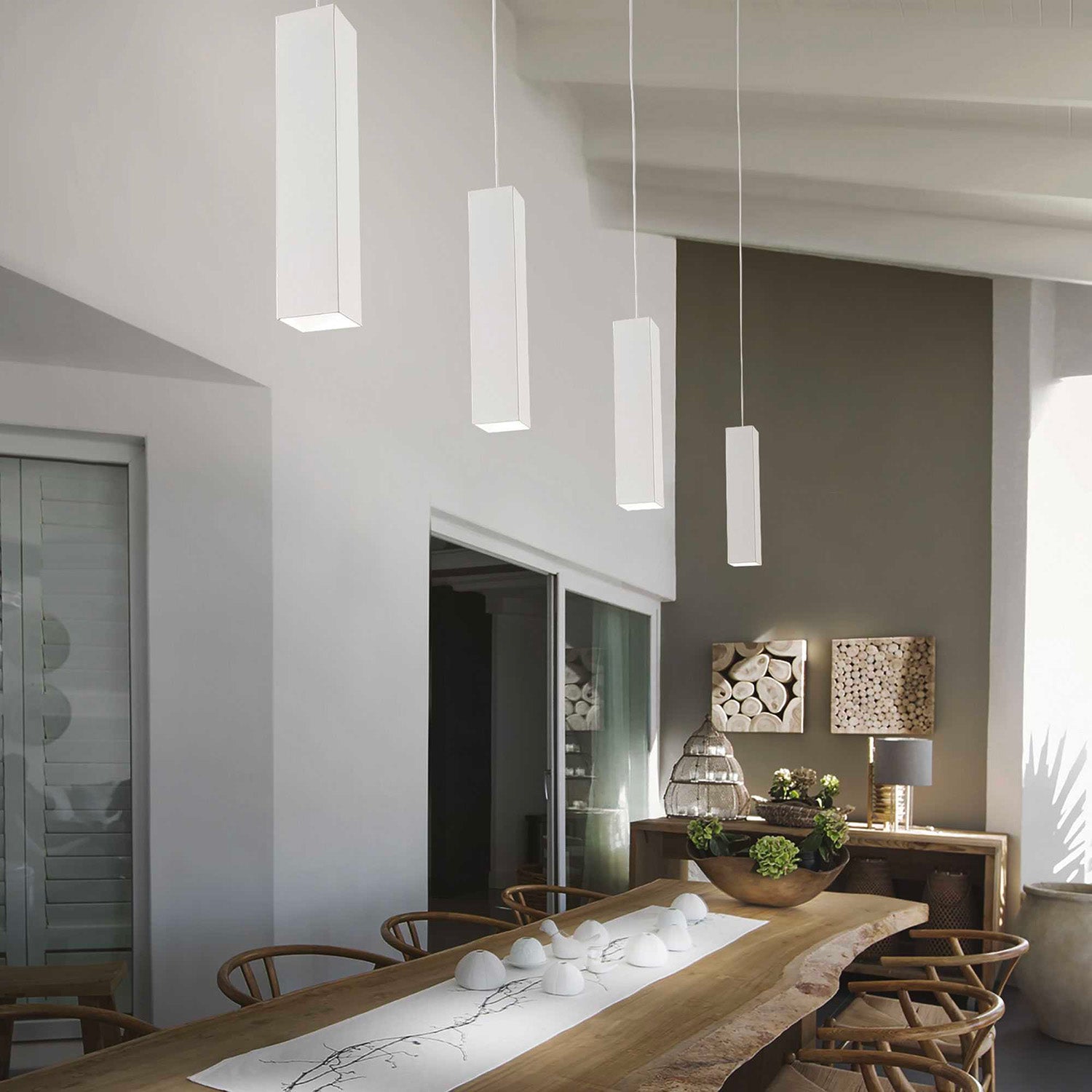 SKY - Square suspension in white, black, golden steel