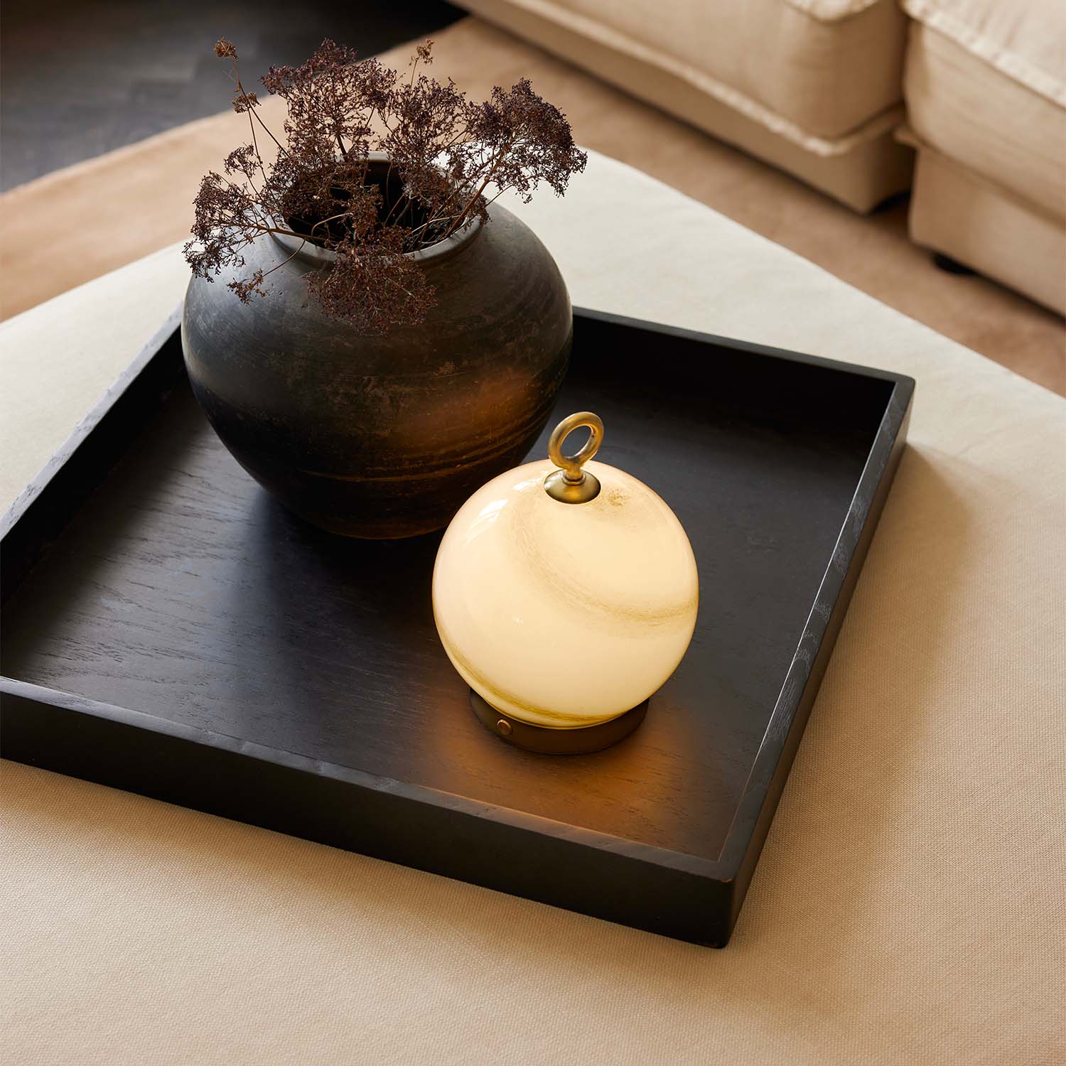 STOCKHOLM - Lampada ricaricabile in vetro effetto marmo