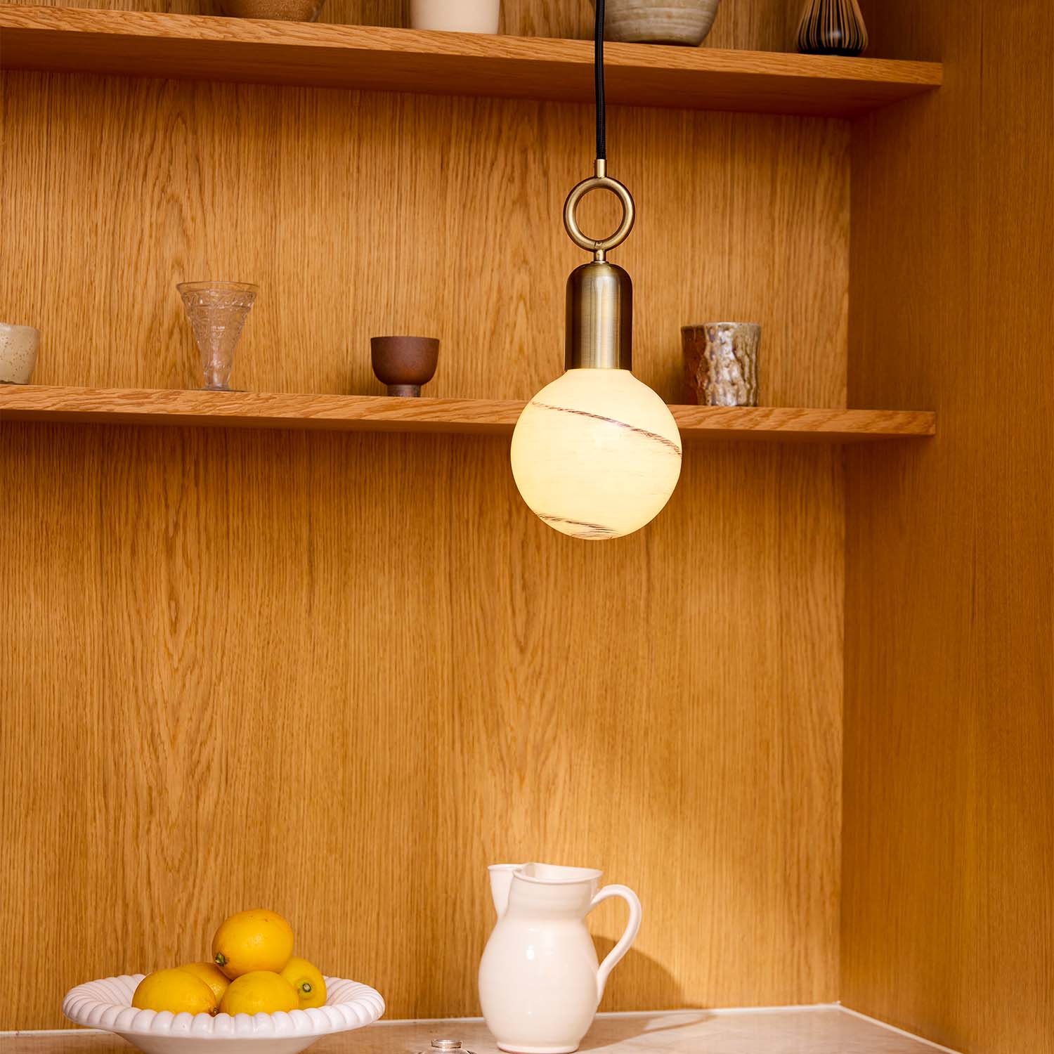 STOCKHOLM - Brass bell pendant light with bulb