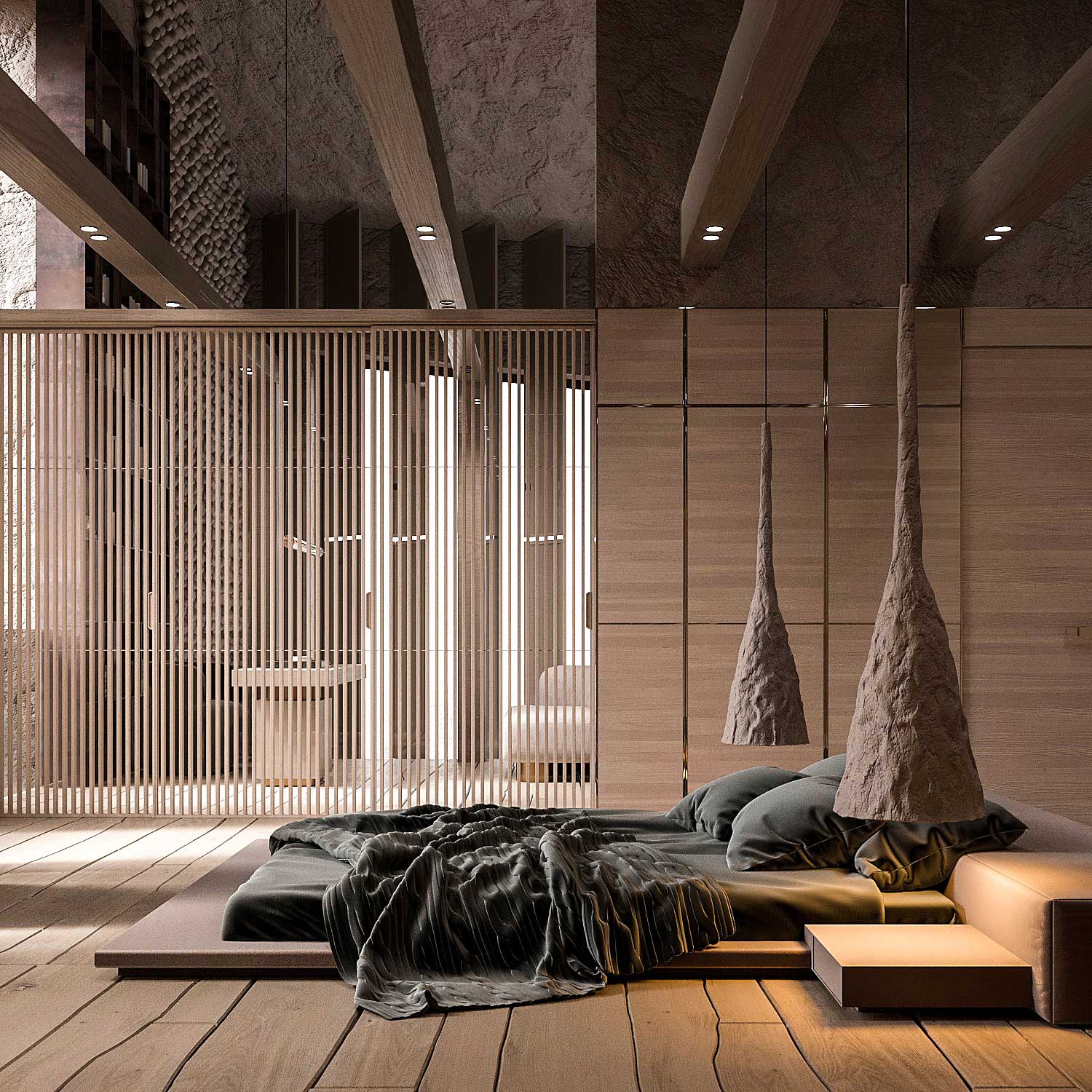 STRUMOK - Großer Kronleuchter aus Bronze im rohen Design