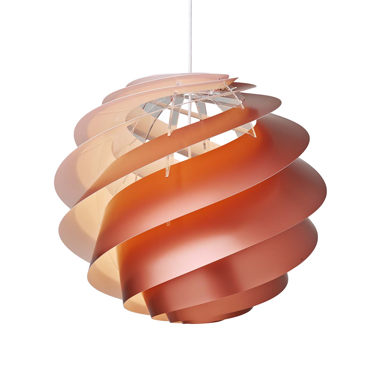 SWIRL 3 - Spiral pendant light white or copper, designer creation