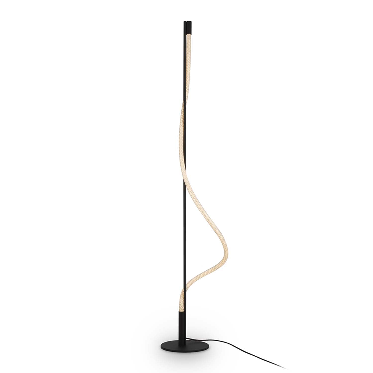 TAU - Stehleuchte mit integriertem flexiblem LED-Rohr, schwarz und designorientiert