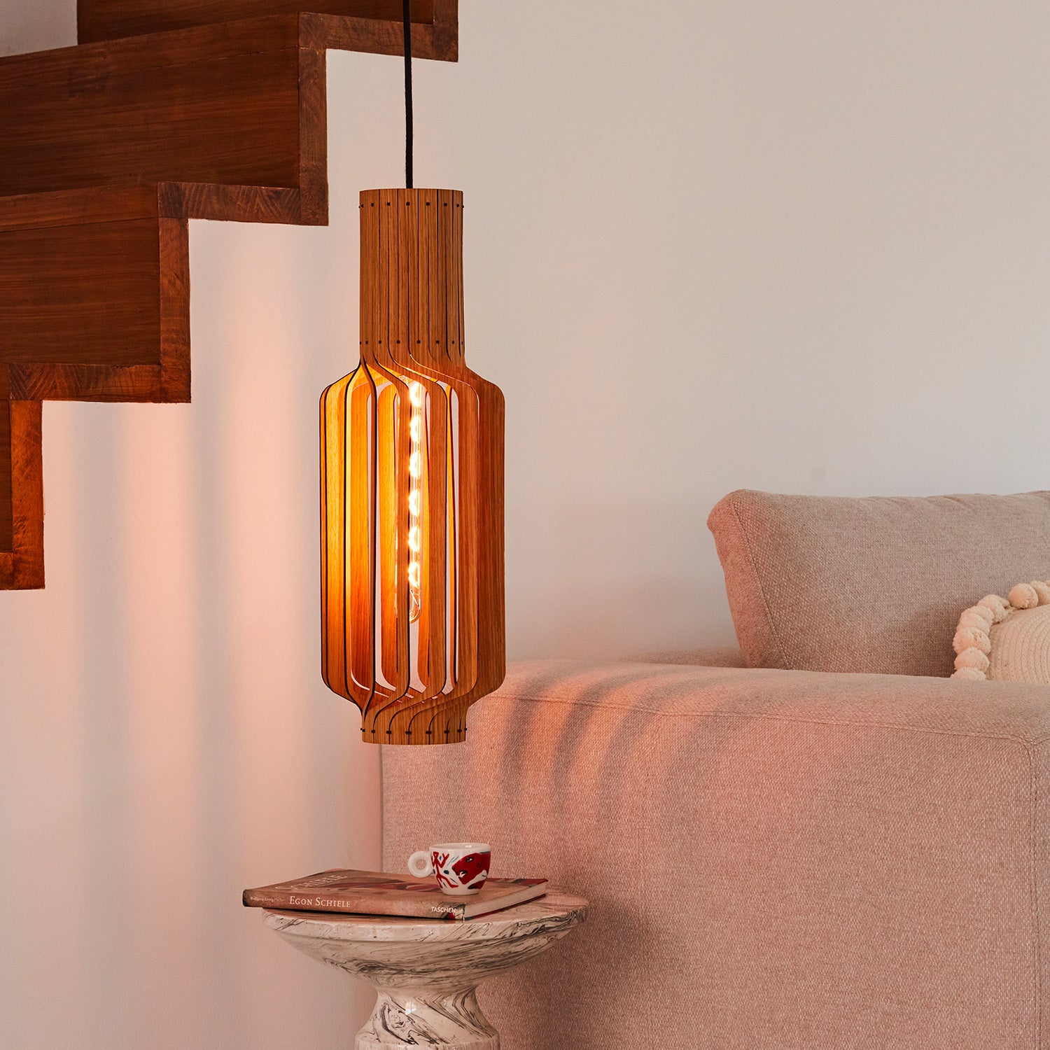 Tjinkwe Large - Handmade wooden slat pendant light