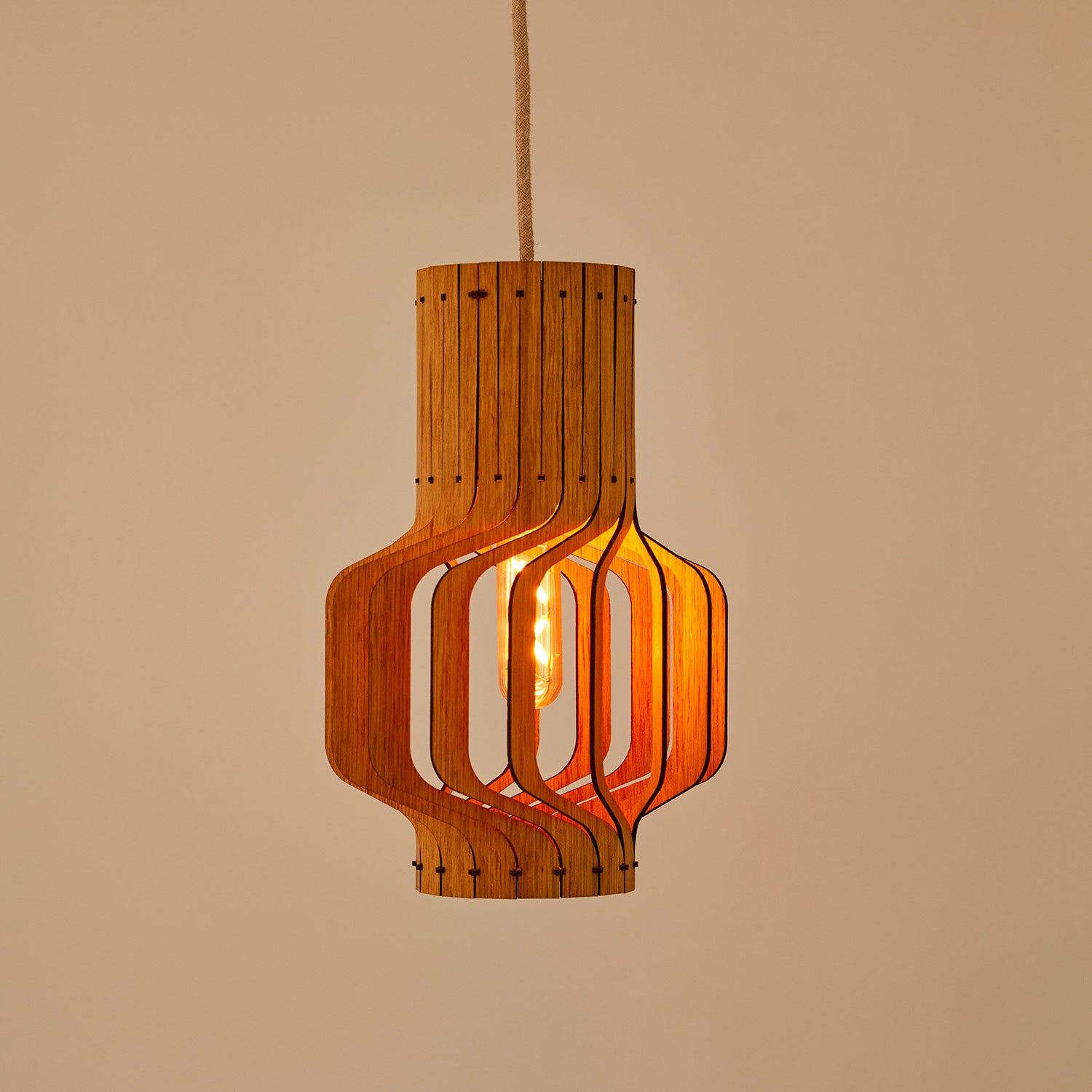 Tjinkwe Small - Design wooden slat cage pendant light
