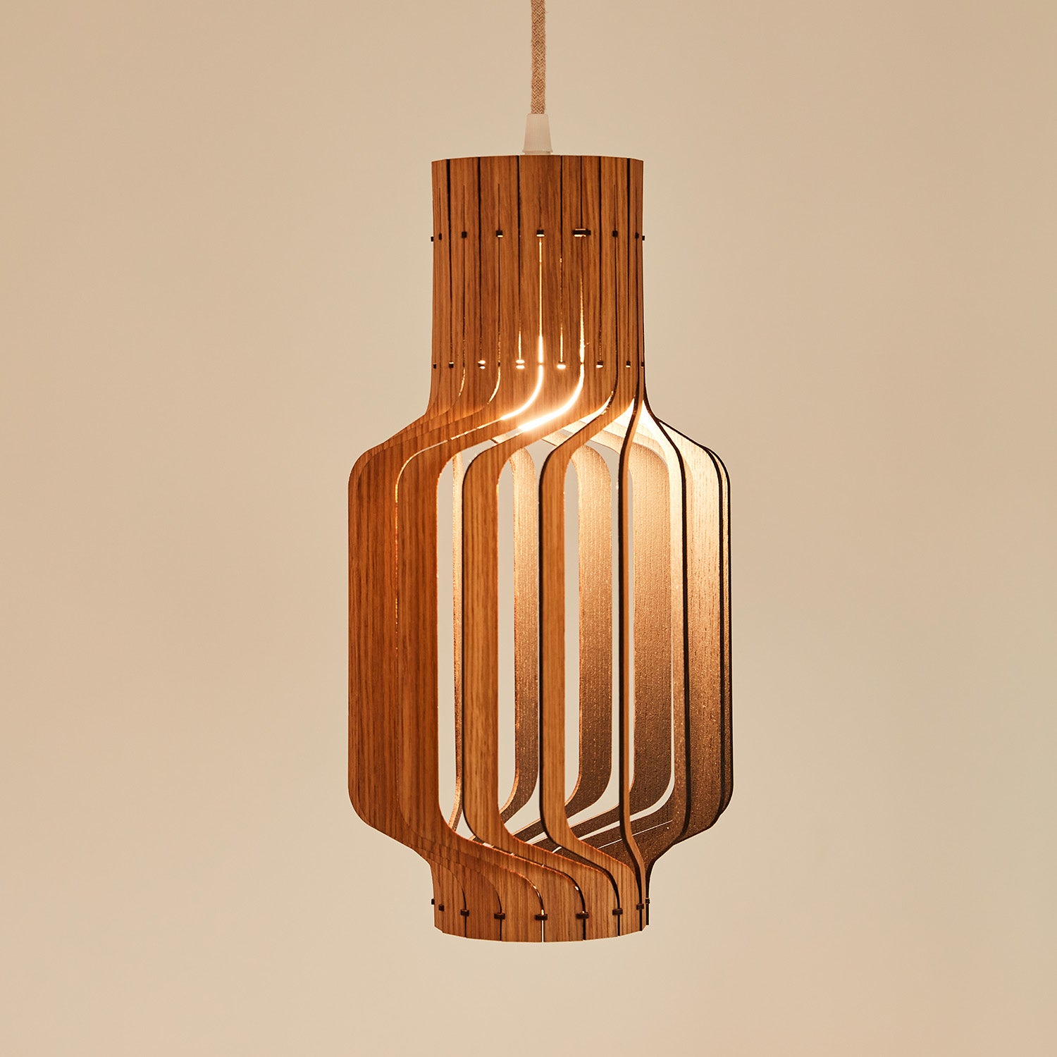 Tjinkwe Medium - Handmade wooden slat chandelier