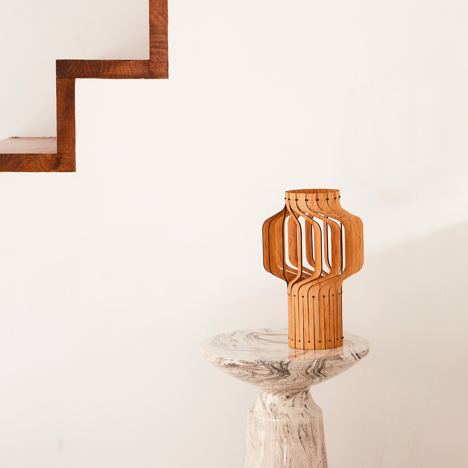 Tjinkwe Small - Handmade wooden slat bedside lamp