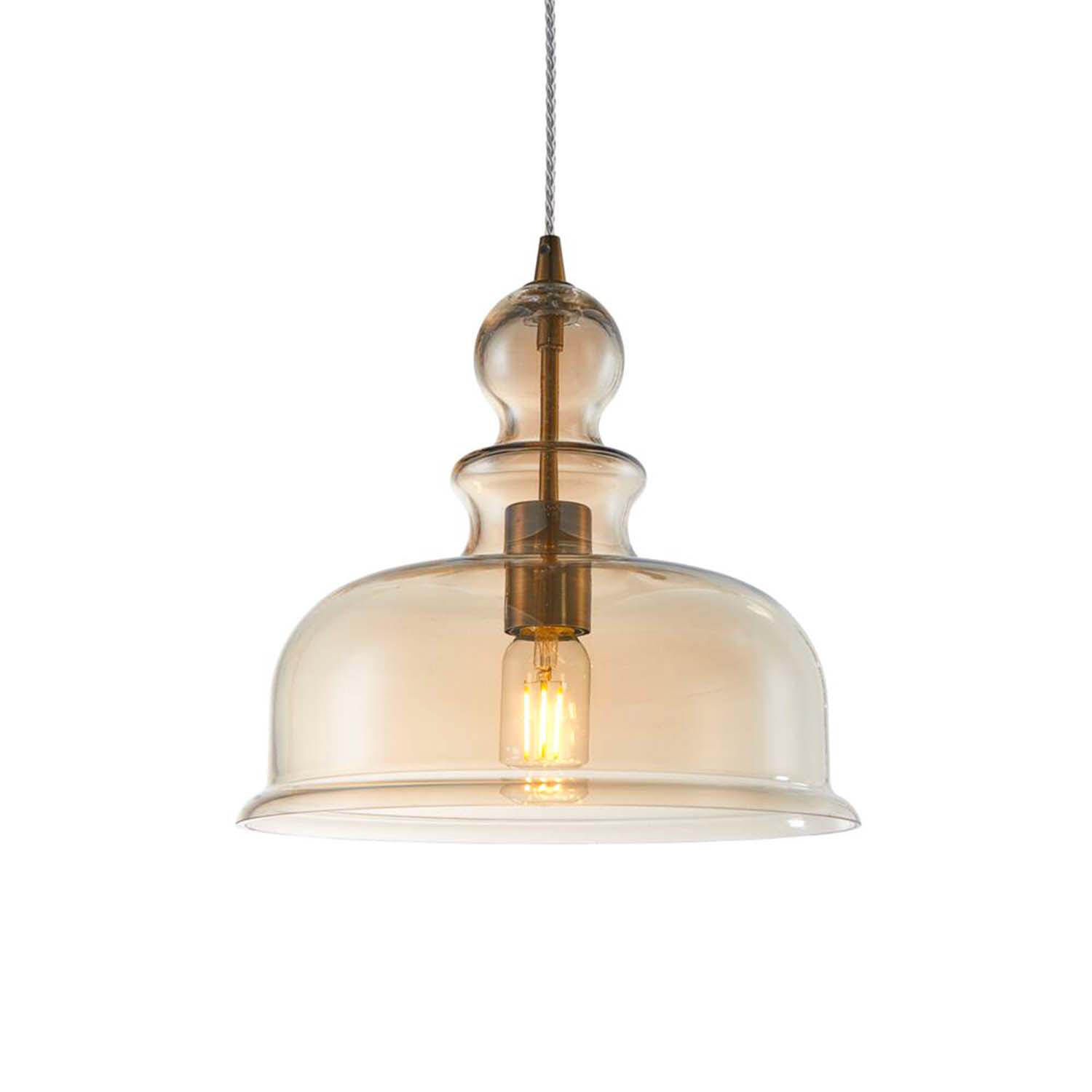 TONE - Vintage pendant light in aged glass, oil lamp style