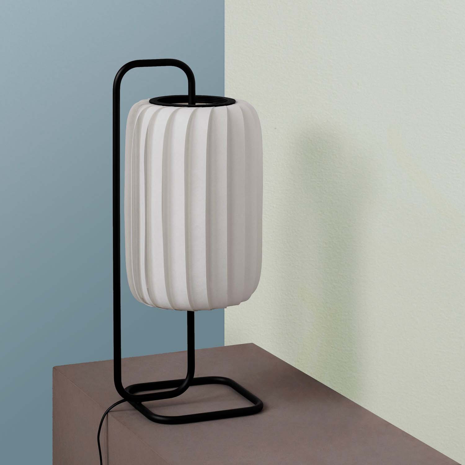 TR37 - Cylindrical bedside lamp in design paper slats
