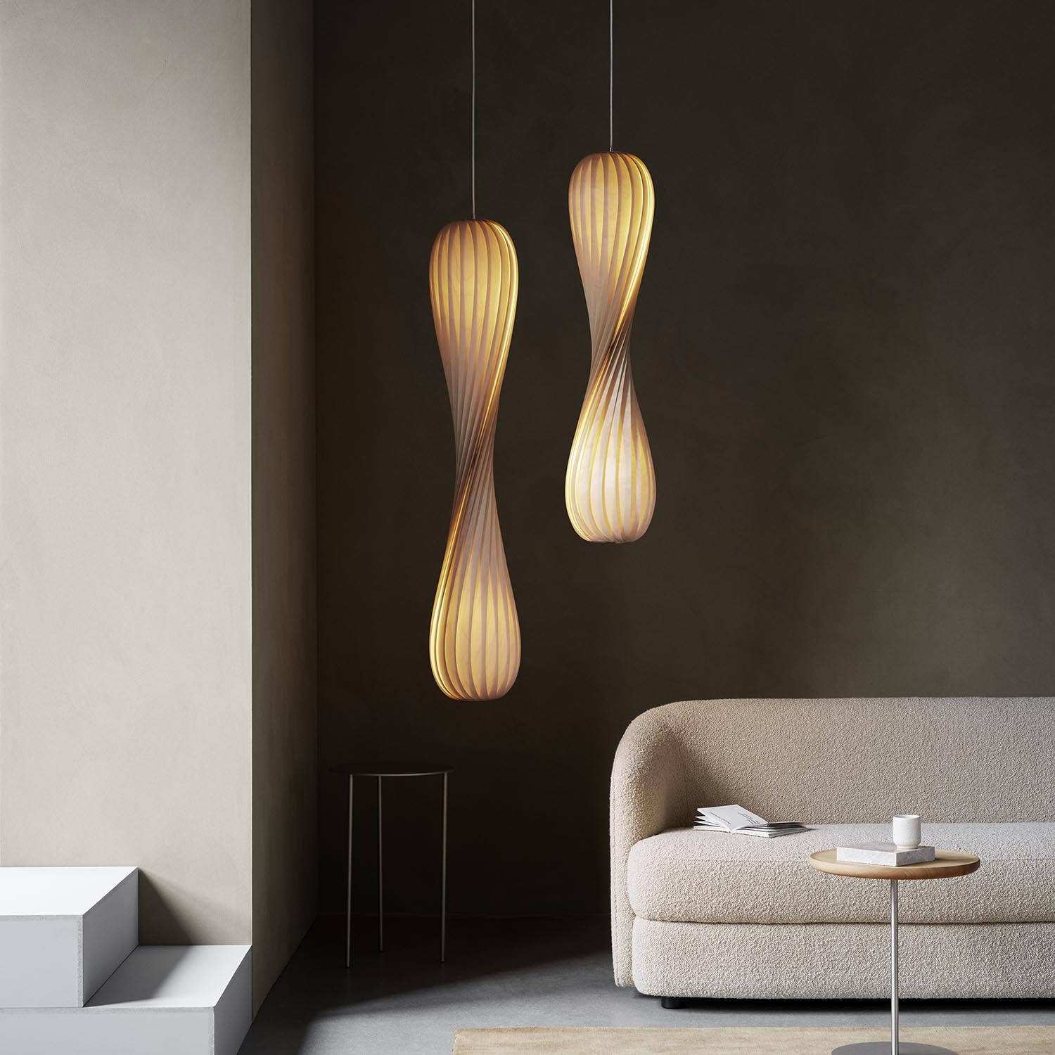 TR7 - Sospensione in lamelle di legno torsate design