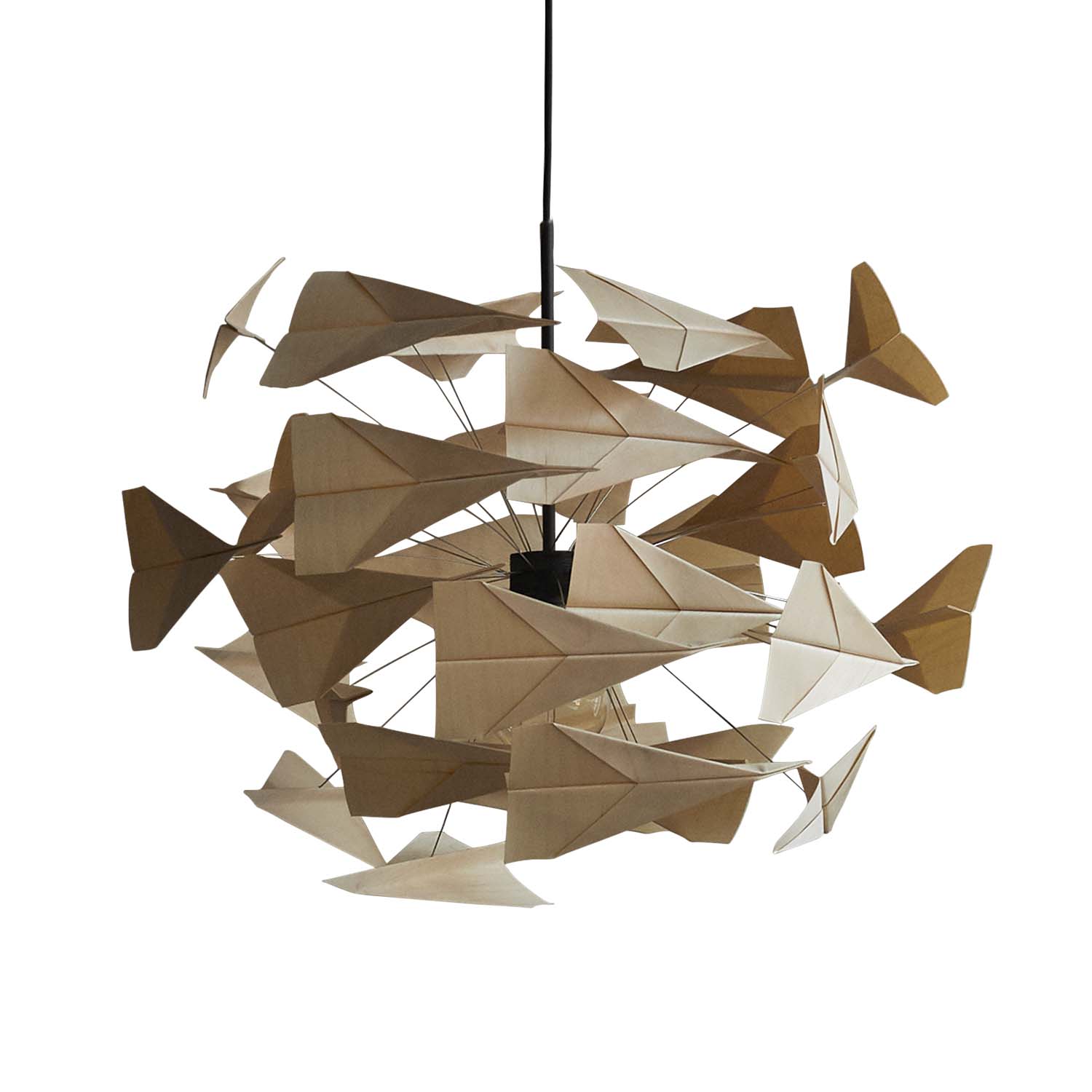 TR747 - Wooden pendant light in the shape of folded paper airplanes