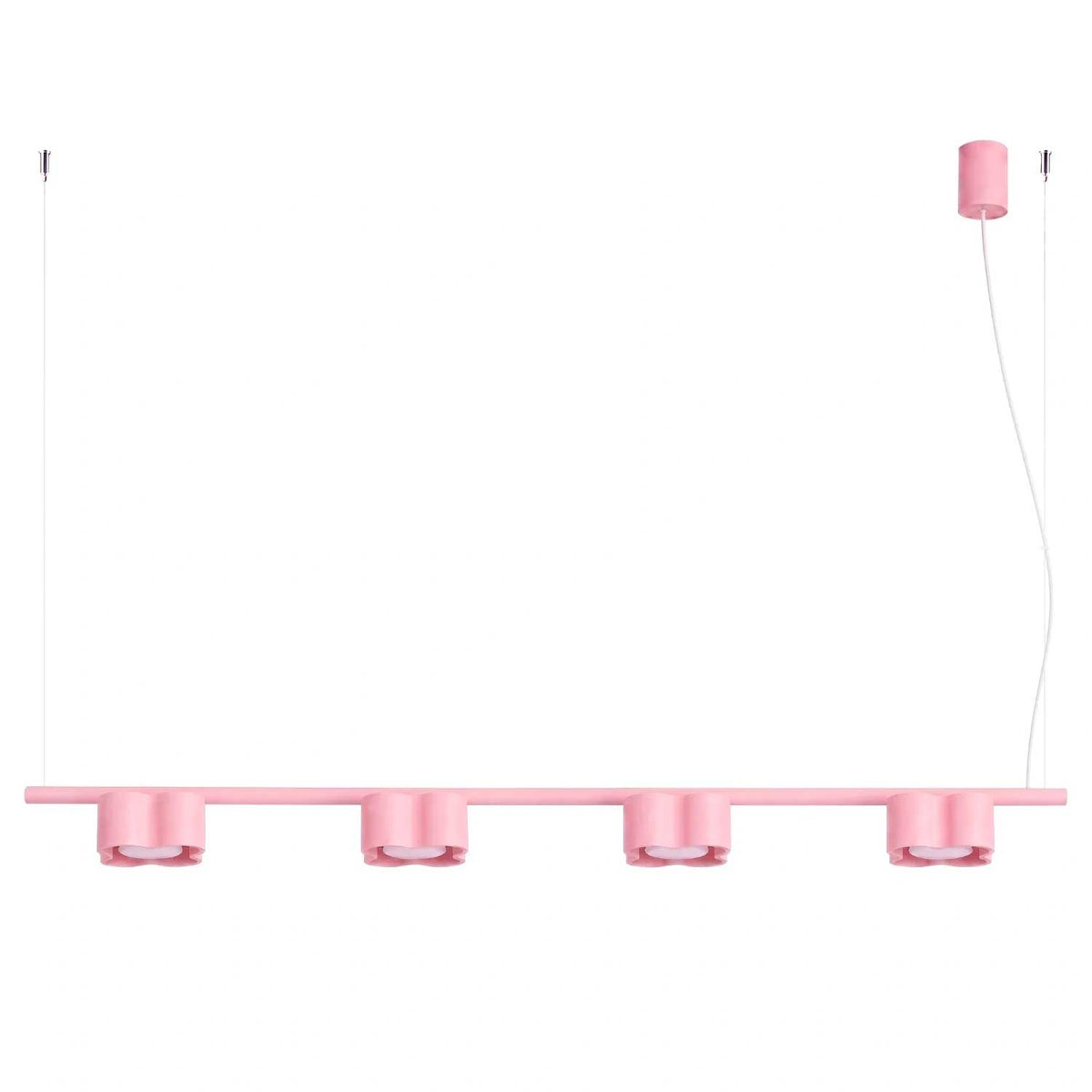 Tulipe - Suspension linéaire à quatre lumières en aluminium mat aux formes ondulées